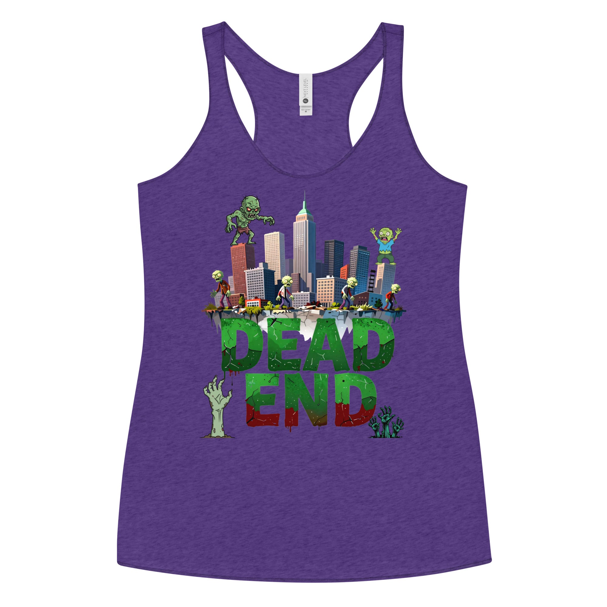 Women's Racerback Tank - Dead End Zombie City Racerback Tank – Apocalypse Edge for Elite Survivors by printfluence.net