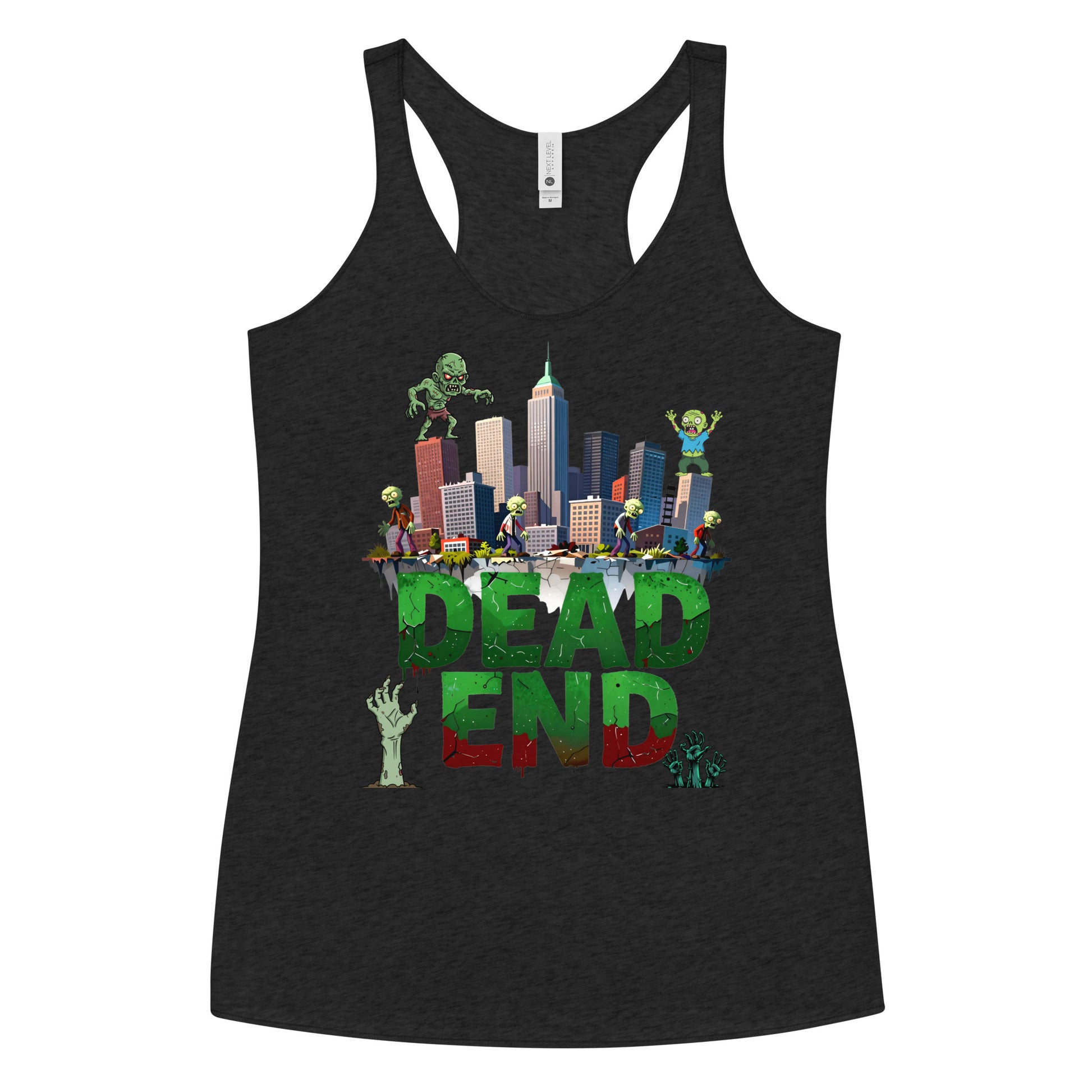 Women's Racerback Tank - Dead End Zombie City Racerback Tank – Apocalypse Edge for Elite Survivors by printfluence.net