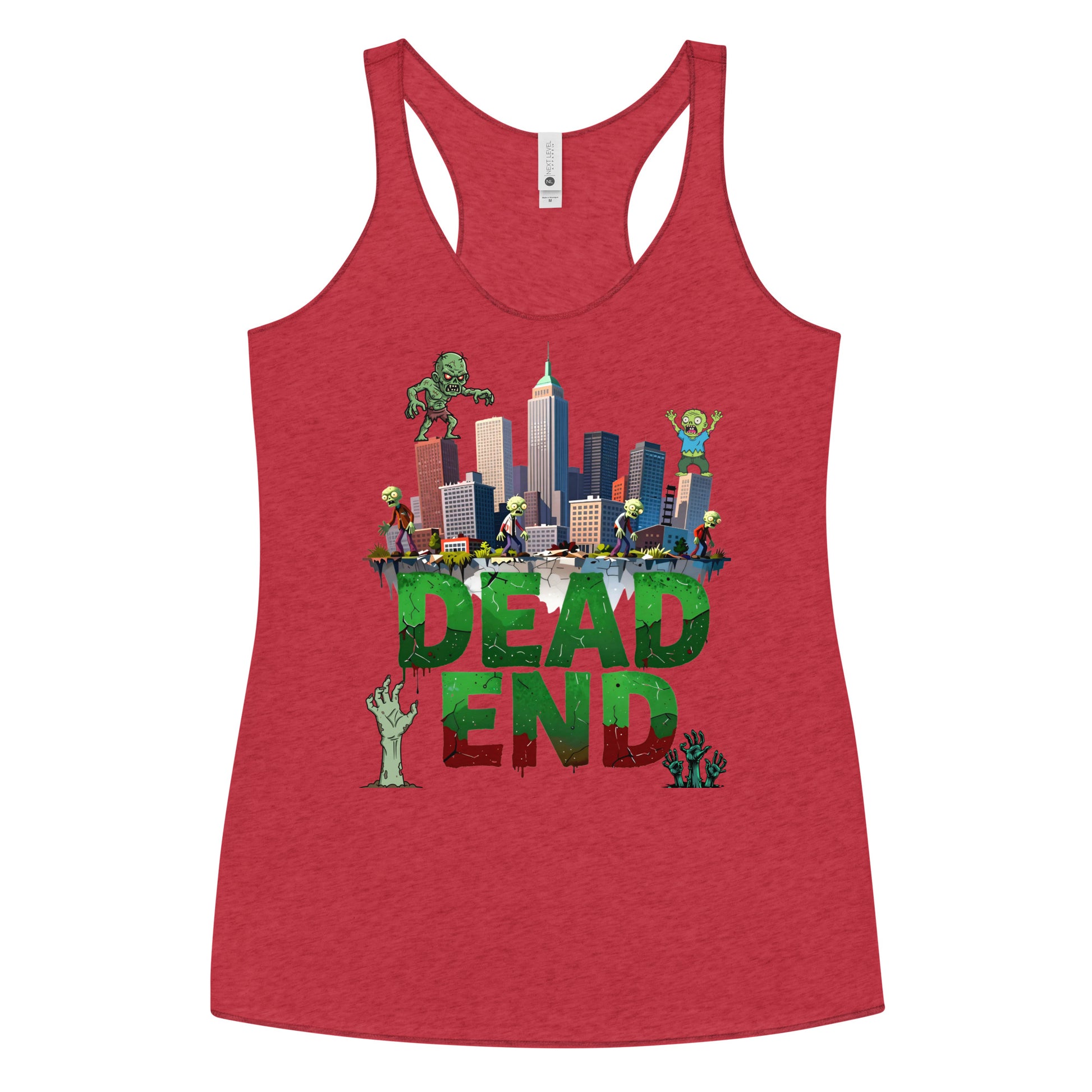 Women's Racerback Tank - Dead End Zombie City Racerback Tank – Apocalypse Edge for Elite Survivors by printfluence.net