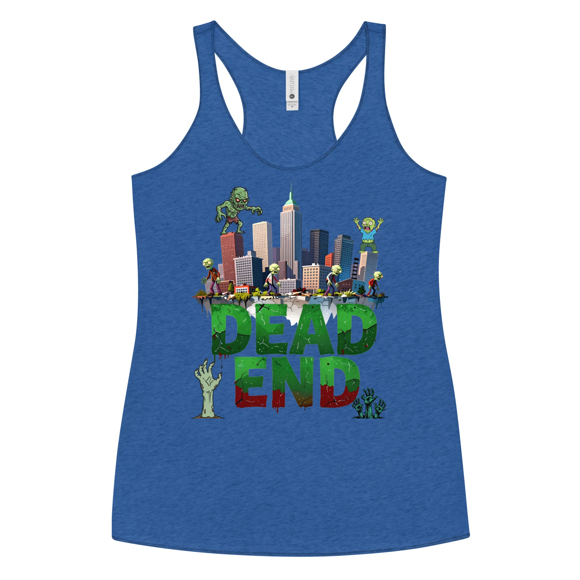 Women's Racerback Tank - Dead End Zombie City Racerback Tank – Apocalypse Edge for Elite Survivors by printfluence.net
