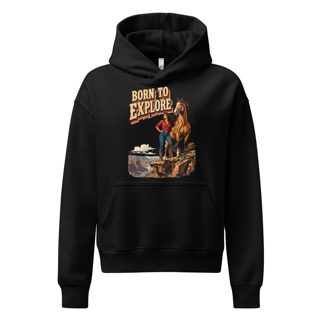 Born to Explore Women's Relaxed Hoodie - Horse Lovers Edition H-21 by printfluence.net