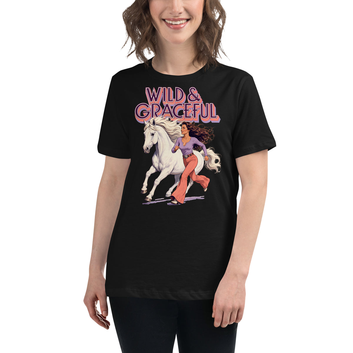 Wild & Graceful White Horse Women's Tee | Premium Gift for Horse Lovers T-2 by printfluence.net