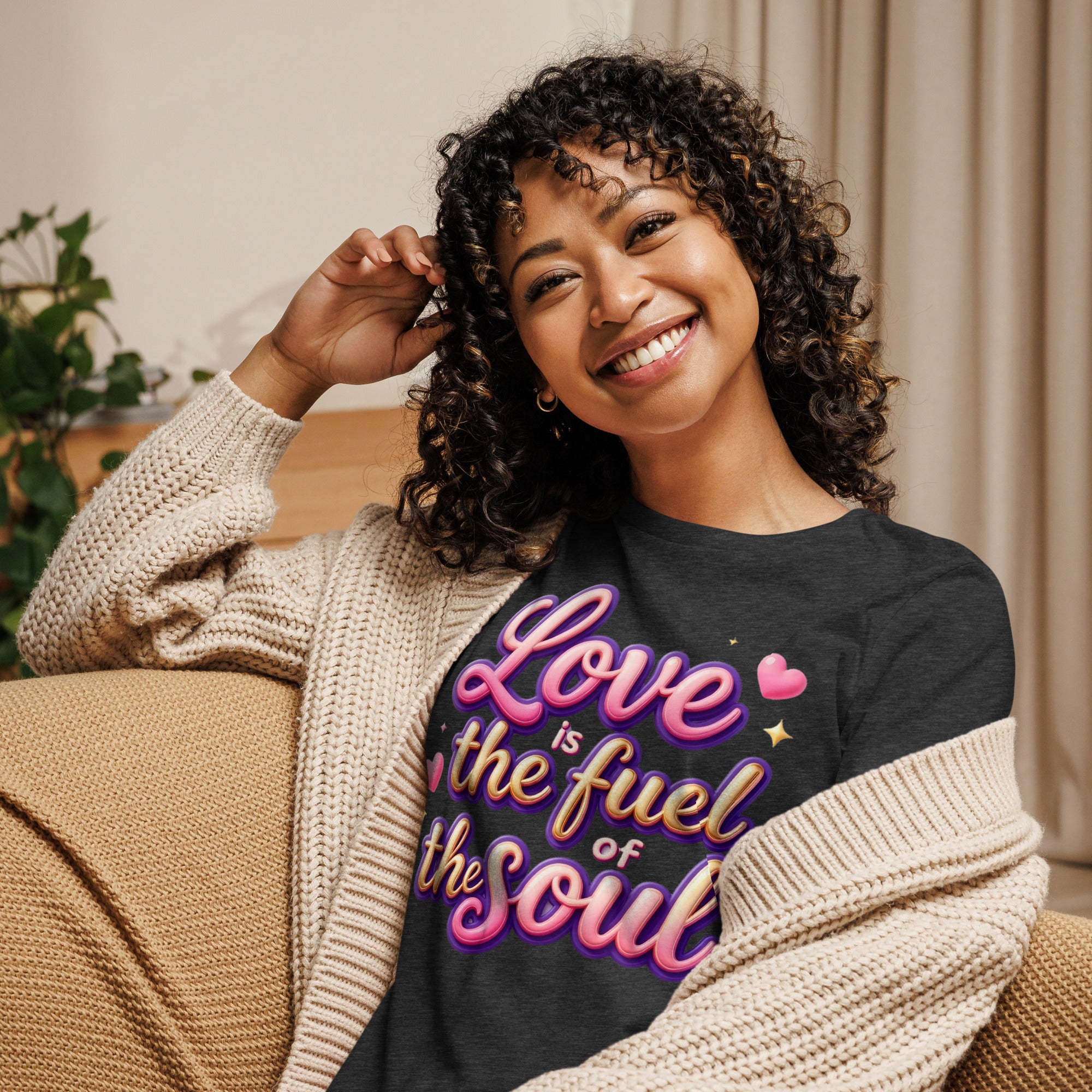 Women's Relaxed T-Shirt - Love Is the Fuel of the Soul – Inspirational Women’s Relaxed T‑Shirt for Confident Dreamers by printfluence.net