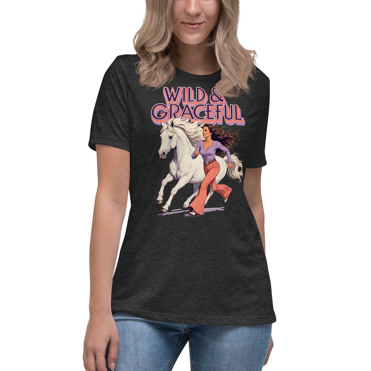 Wild & Graceful White Horse Women's Tee | Premium Gift for Horse Lovers T-2 by printfluence.net