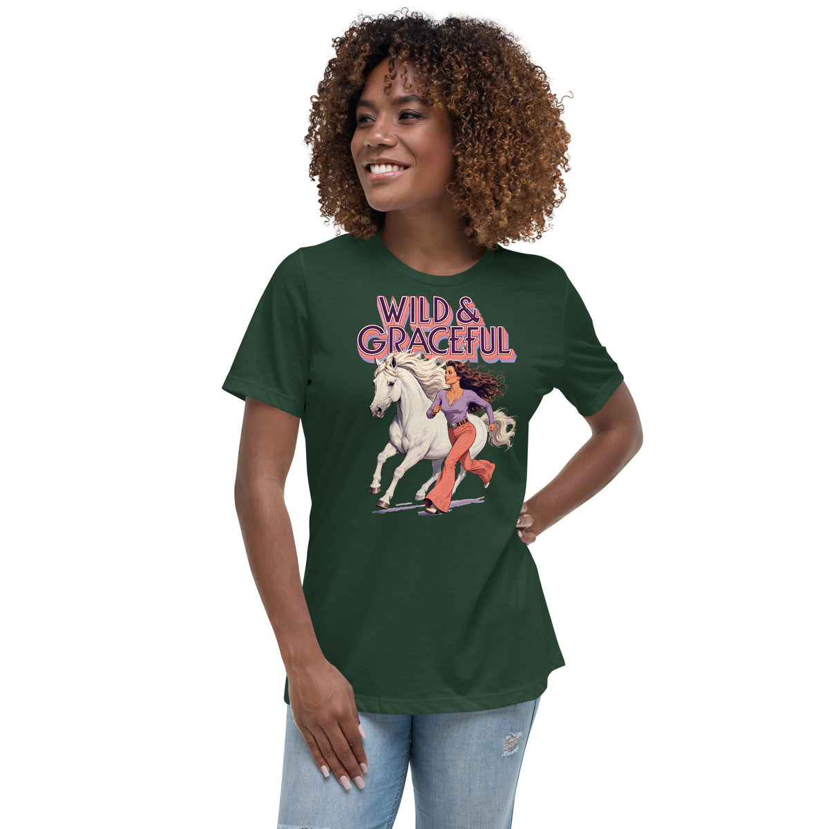 Wild & Graceful White Horse Women's Tee | Premium Gift for Horse Lovers T-2 by printfluence.net