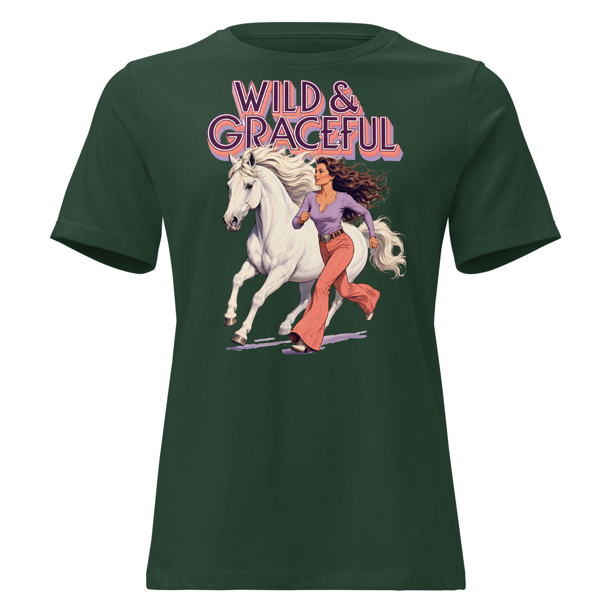 Wild & Graceful White Horse Women's Tee | Premium Gift for Horse Lovers T-2 by printfluence.net