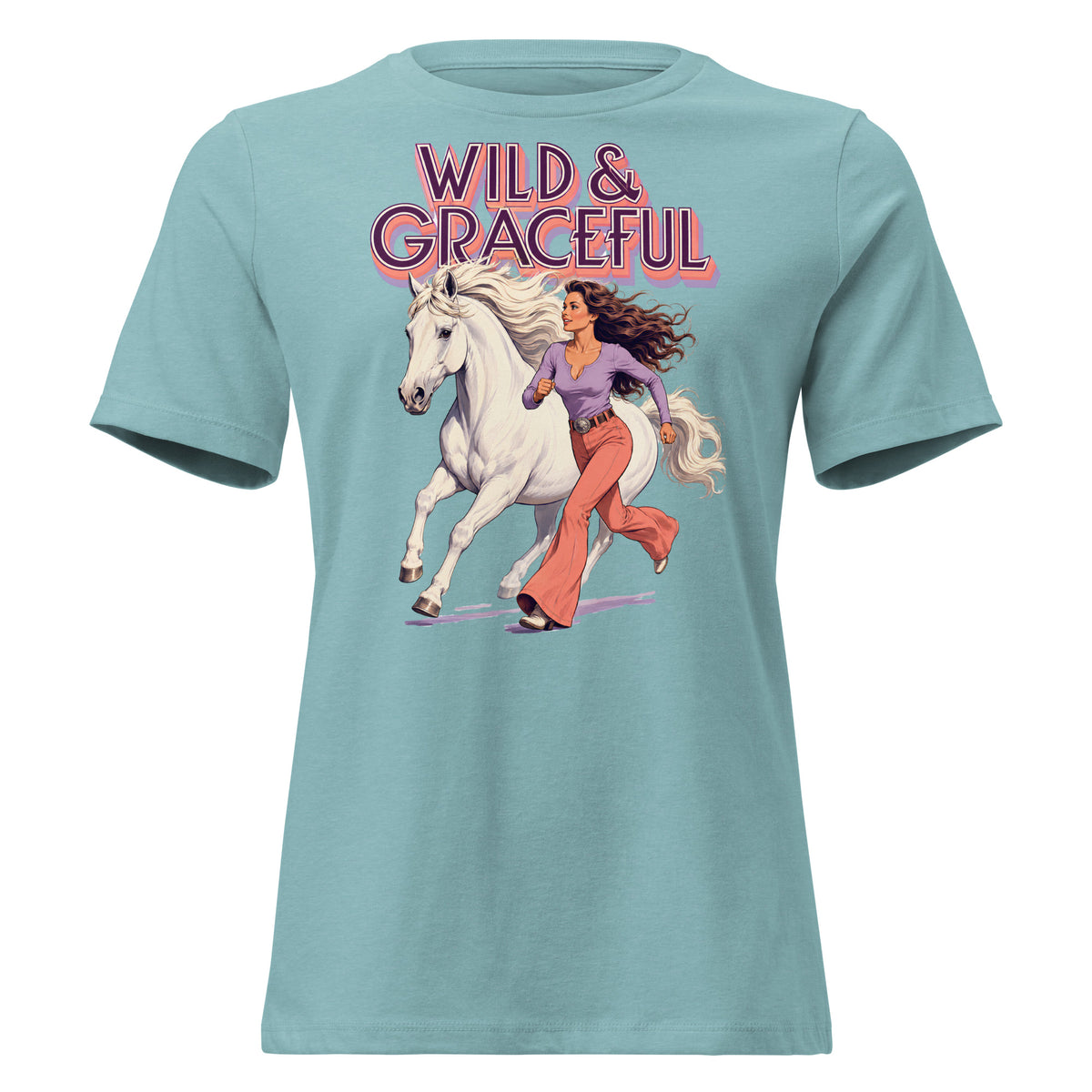 Wild & Graceful White Horse Women's Tee | Premium Gift for Horse Lovers T-2 by printfluence.net
