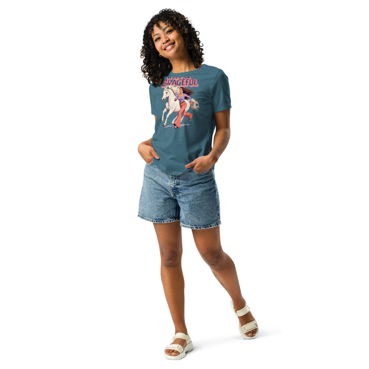 Wild & Graceful White Horse Women's Tee | Premium Gift for Horse Lovers T-2 by printfluence.net
