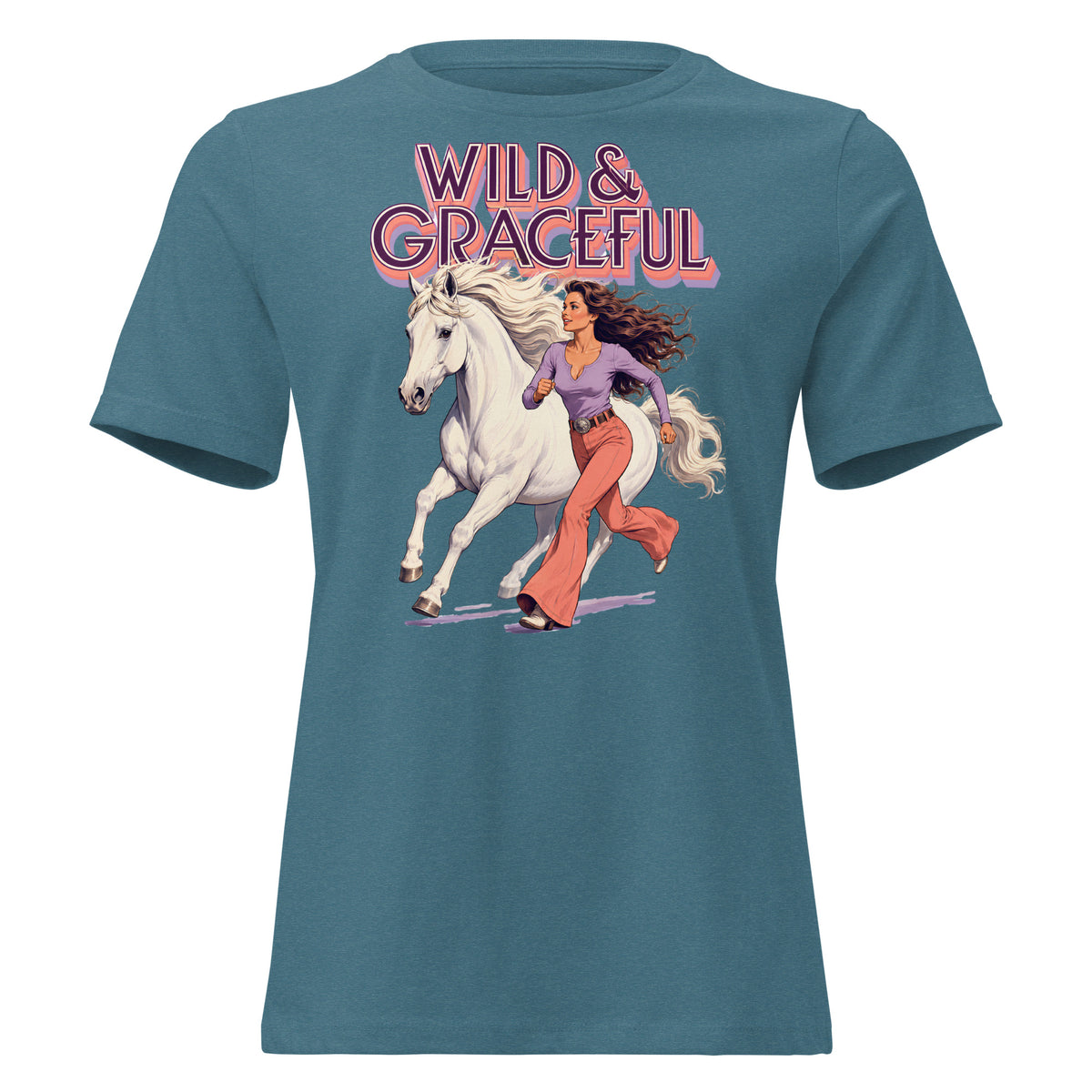 Wild & Graceful White Horse Women's Tee | Premium Gift for Horse Lovers T-2 by printfluence.net