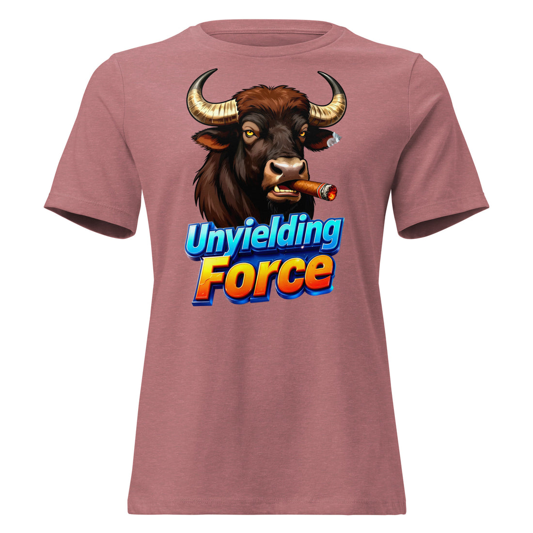 Women's Relaxed T-Shirt - Unyielding Force Women's Relaxed Tee – Bold Bull Power for Strong Women by printfluence.net