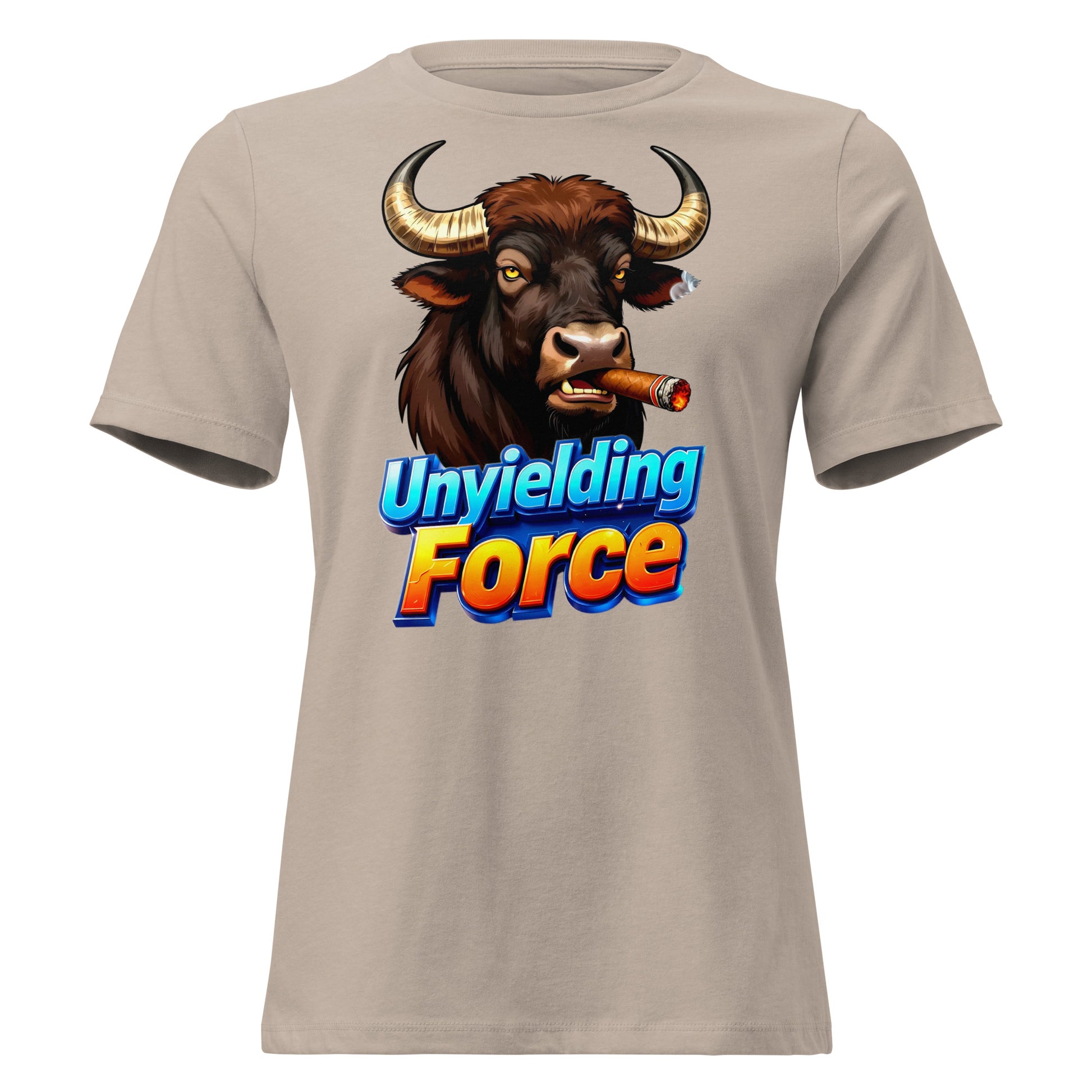 Women's Relaxed T-Shirt - Unyielding Force Women's Relaxed Tee – Bold Bull Power for Strong Women by printfluence.net