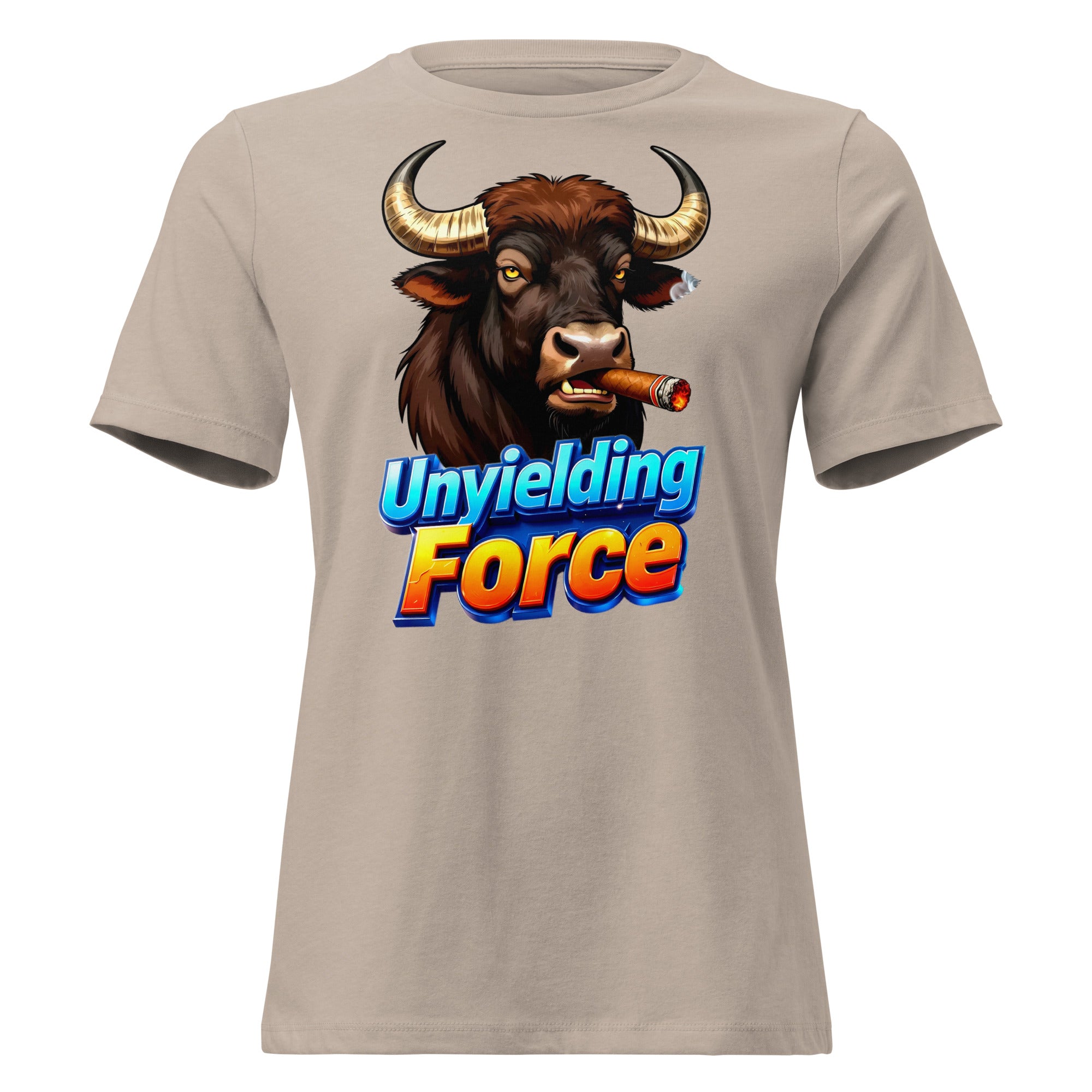 Women's Relaxed T-Shirt - Unyielding Force Women's Relaxed Tee – Bold Bull Power for Strong Women by printfluence.net