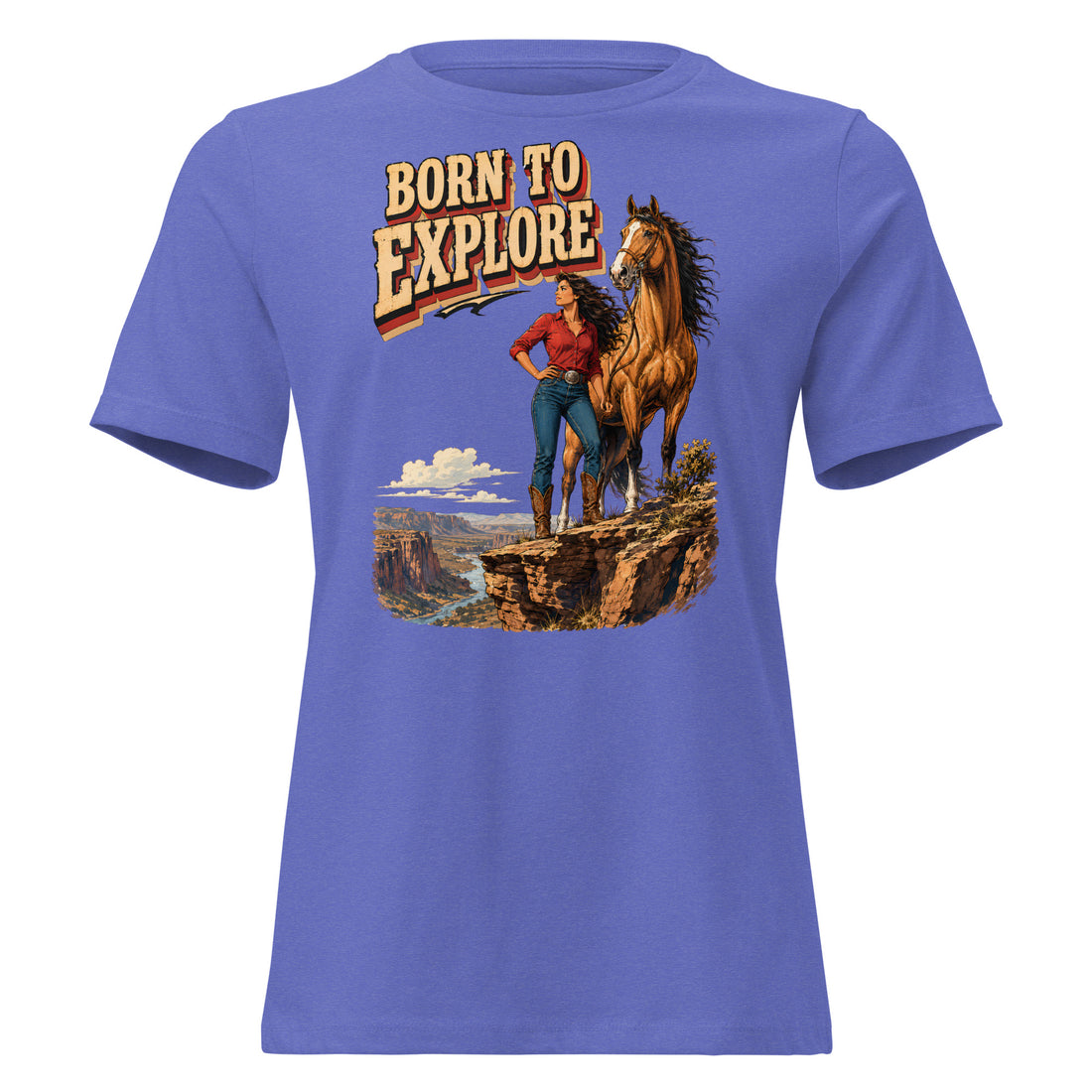 Born to Explore Women's Relaxed Tee - Horse Lovers Edition T-2 by printfluence.net