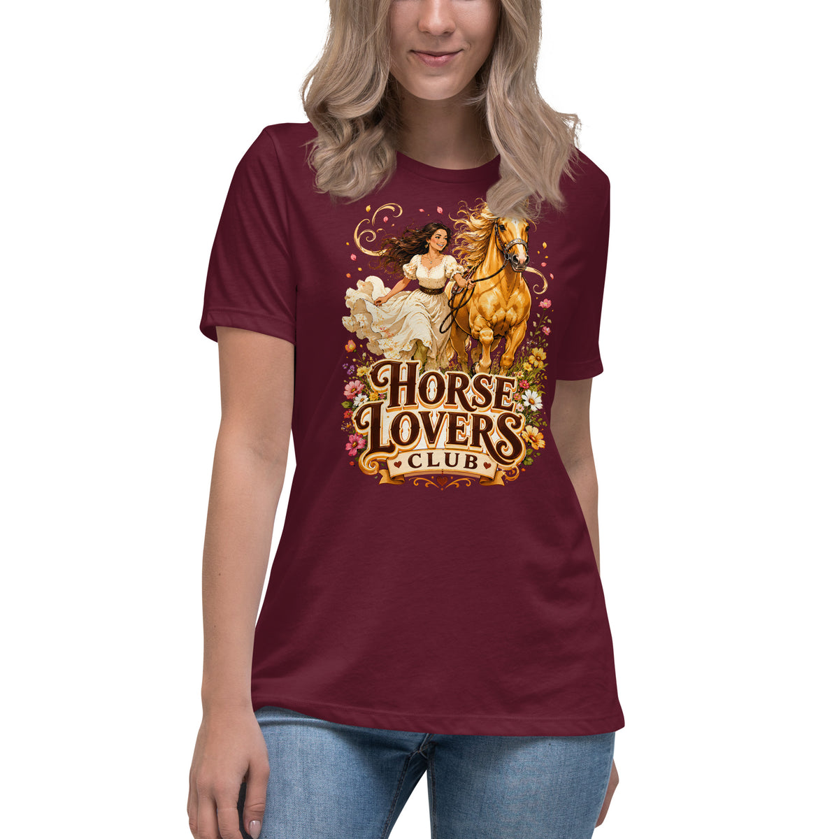 Horse Lovers Club: Golden Palomino - Women's Relaxed Tee by printfluence.net