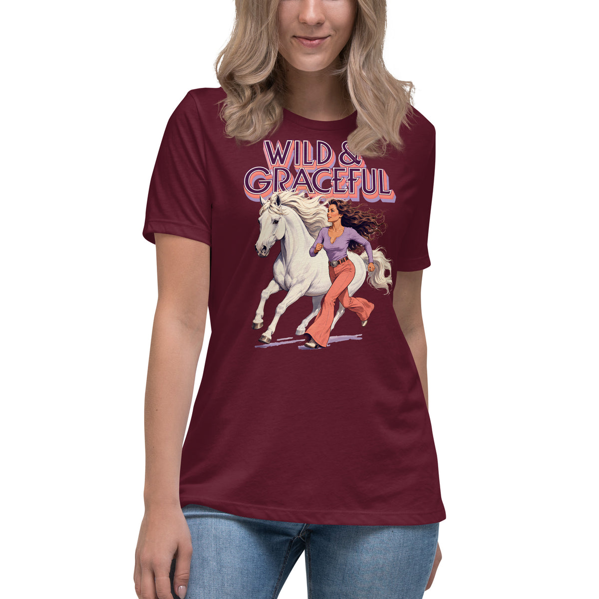 Wild & Graceful White Horse Women's Tee | Premium Gift for Horse Lovers T-2 by printfluence.net