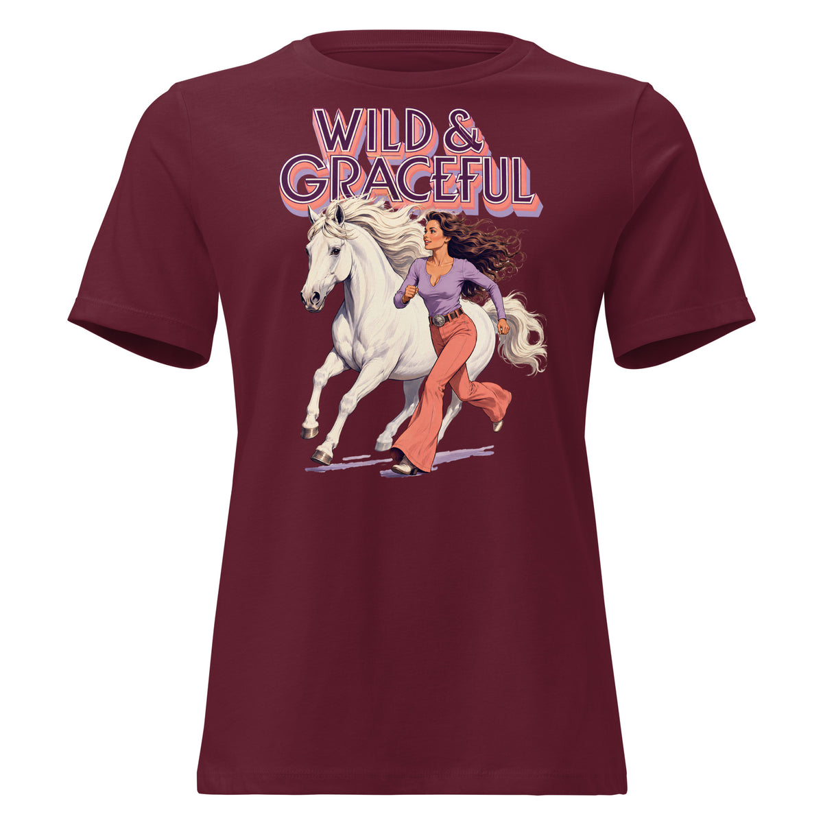 Wild & Graceful White Horse Women's Tee | Premium Gift for Horse Lovers T-2 by printfluence.net
