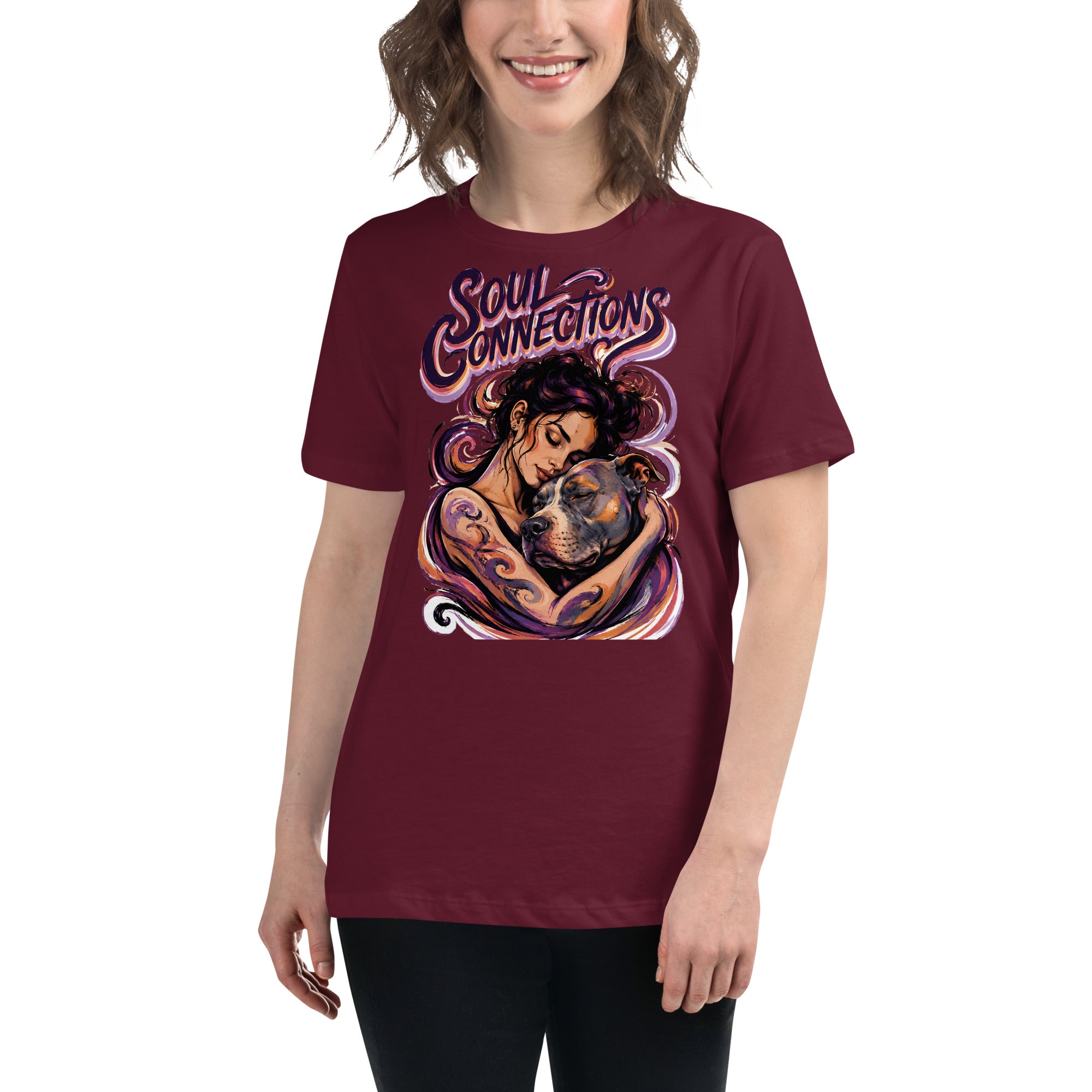 Soul Connections Tee - Vintage Pitbull Lovers Relaxed T-Shirt T-2 by printfluence.net