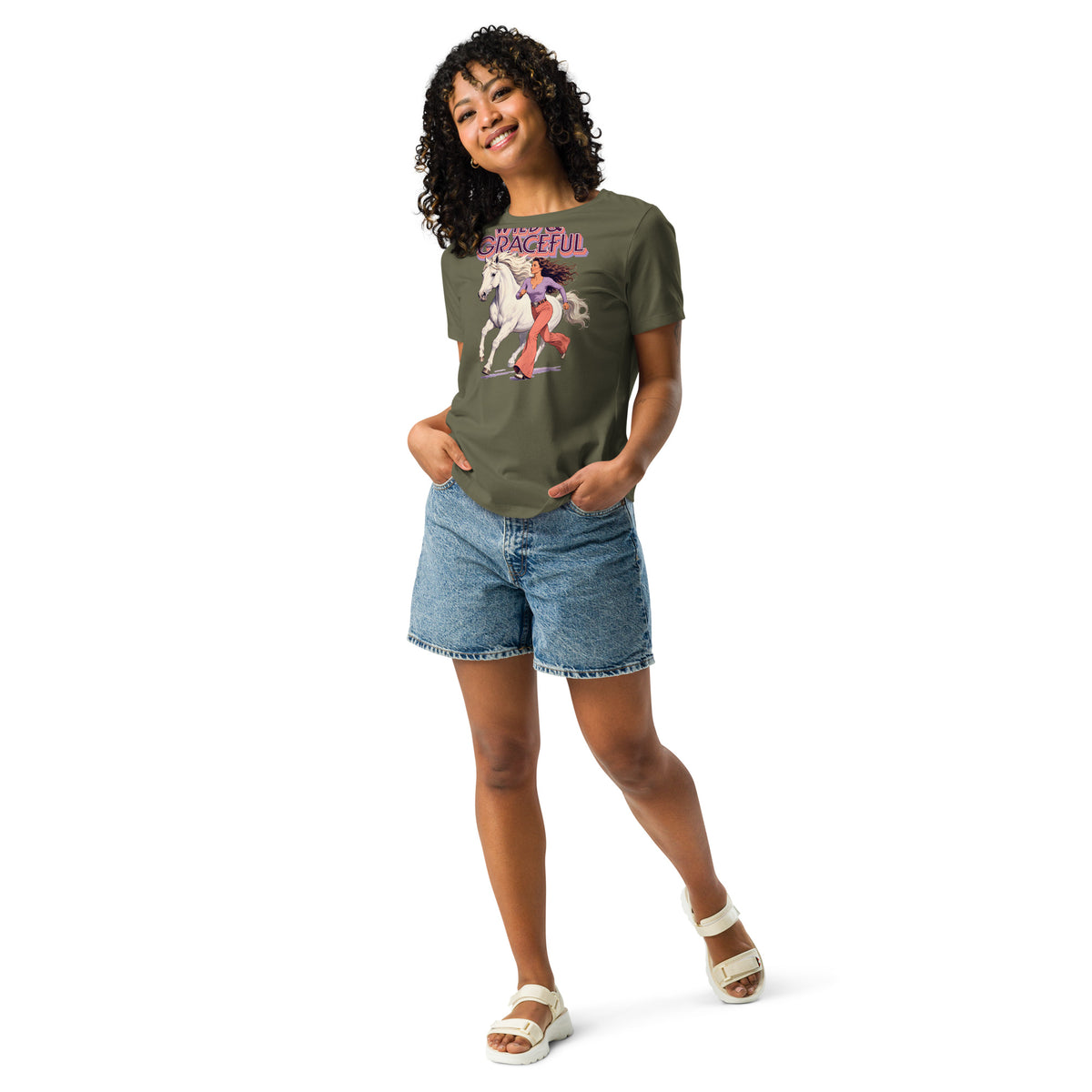 Wild & Graceful White Horse Women's Tee | Premium Gift for Horse Lovers T-2 by printfluence.net