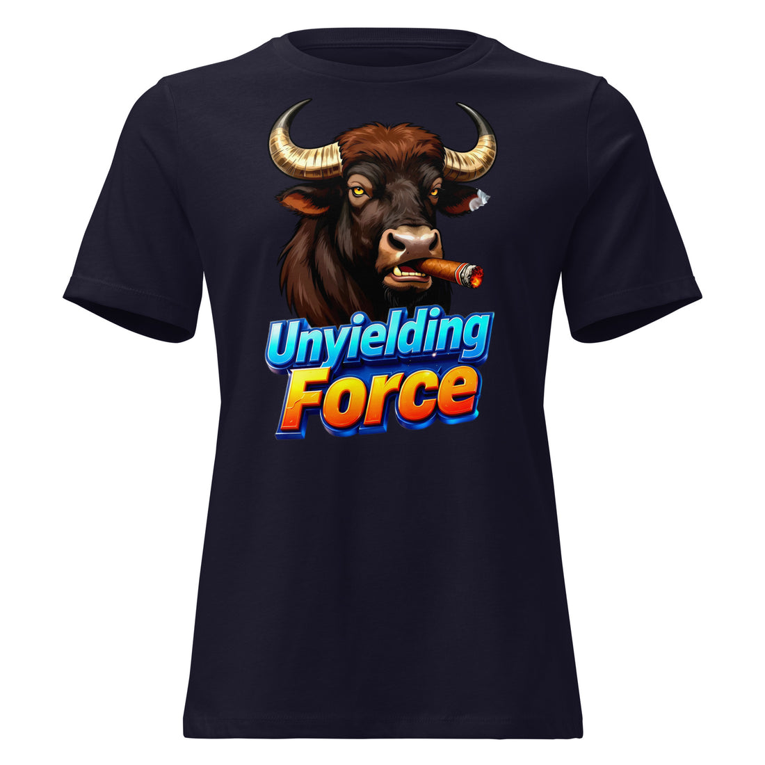 Women's Relaxed T-Shirt - Unyielding Force Women's Relaxed Tee – Bold Bull Power for Strong Women by printfluence.net