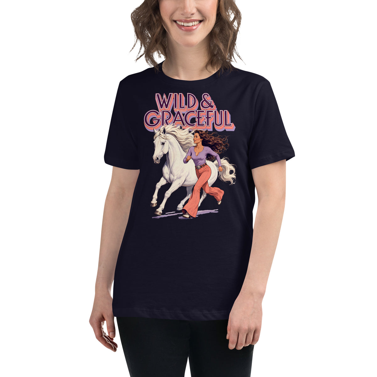 Wild & Graceful White Horse Women's Tee | Premium Gift for Horse Lovers T-2 by printfluence.net