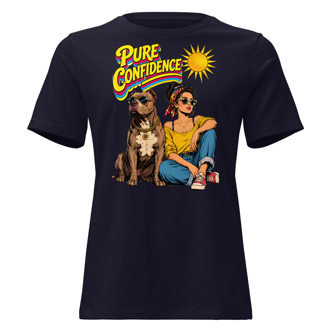 Pure Confidence Tee Relaxed Womens Pitbull Lovers Cotton T Shirt by printfluence.net