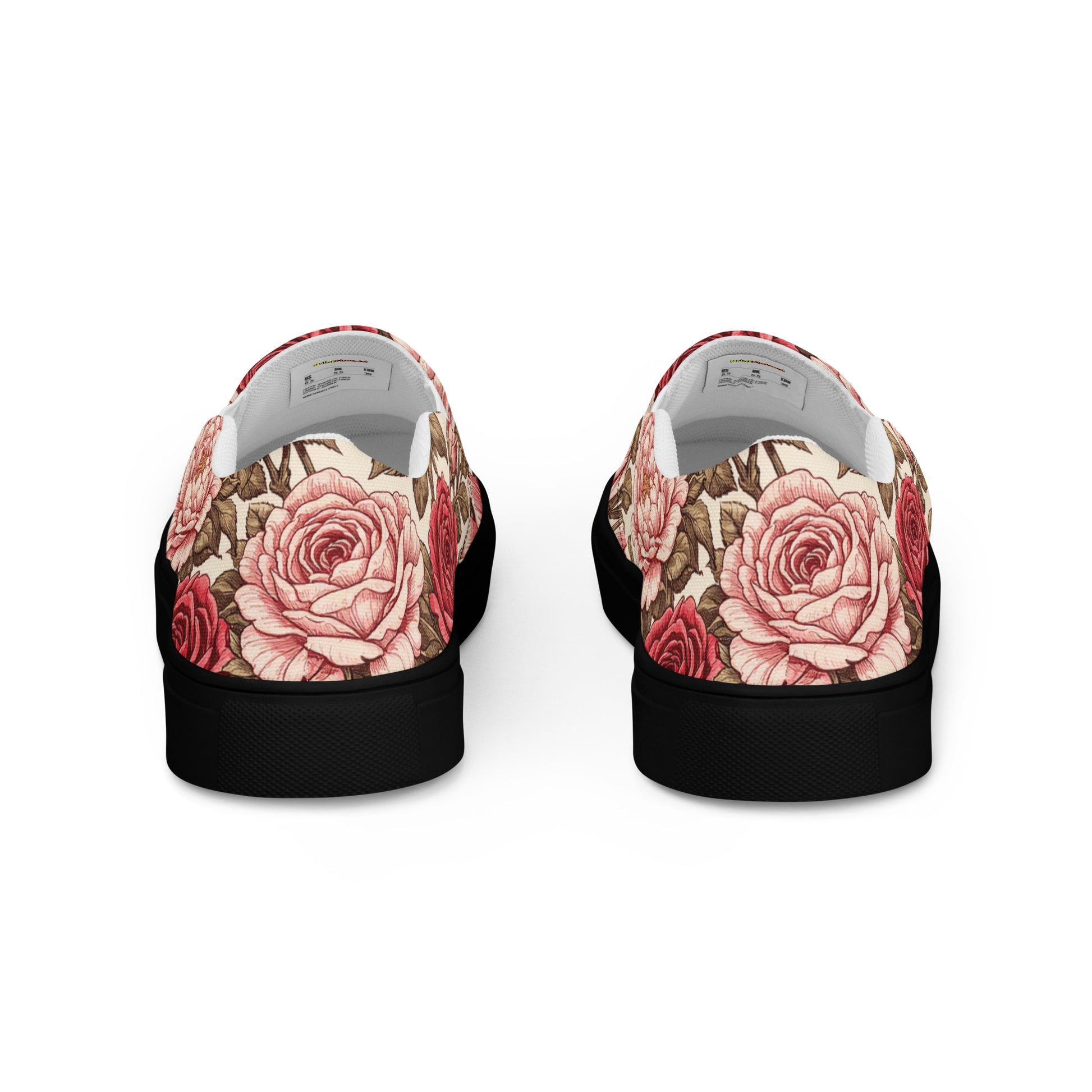 Women’s slip-on canvas shoes - Rose Garden Slip-On Shoes – Women's Floral Canvas Sneakers by printfluence.net