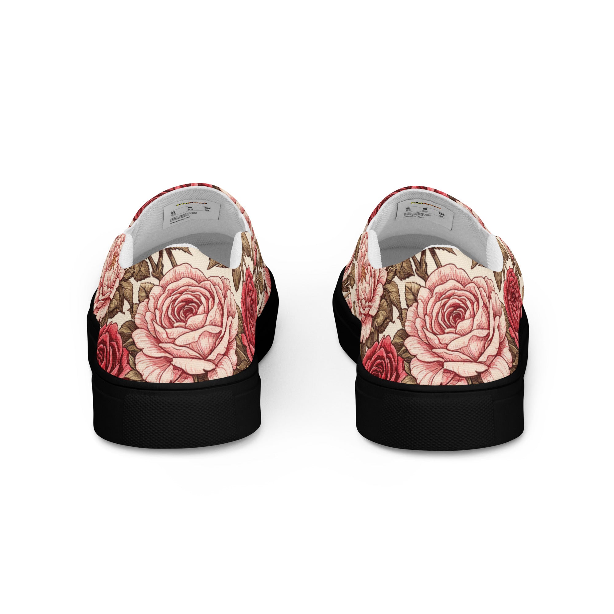 Women’s slip-on canvas shoes - Rose Garden Slip-On Shoes – Women's Floral Canvas Sneakers by printfluence.net