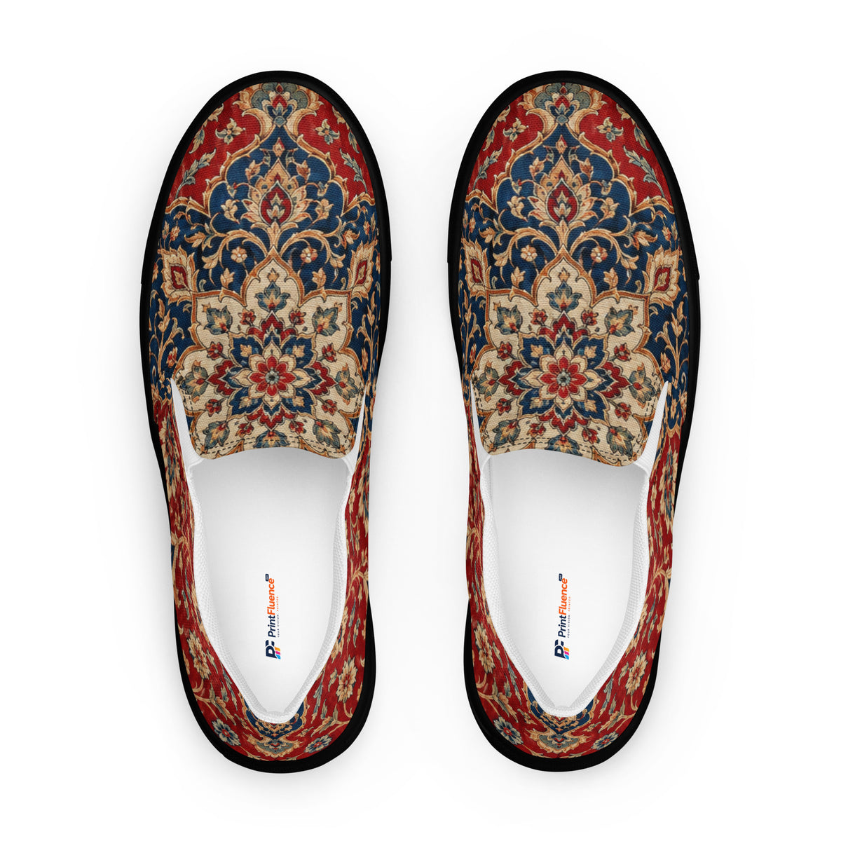 Heritage Bloom Lovers | Women’s Slip-On Canvas Shoes — Vintage Classic Persian Carpet Medallion Pattern by printfluence
