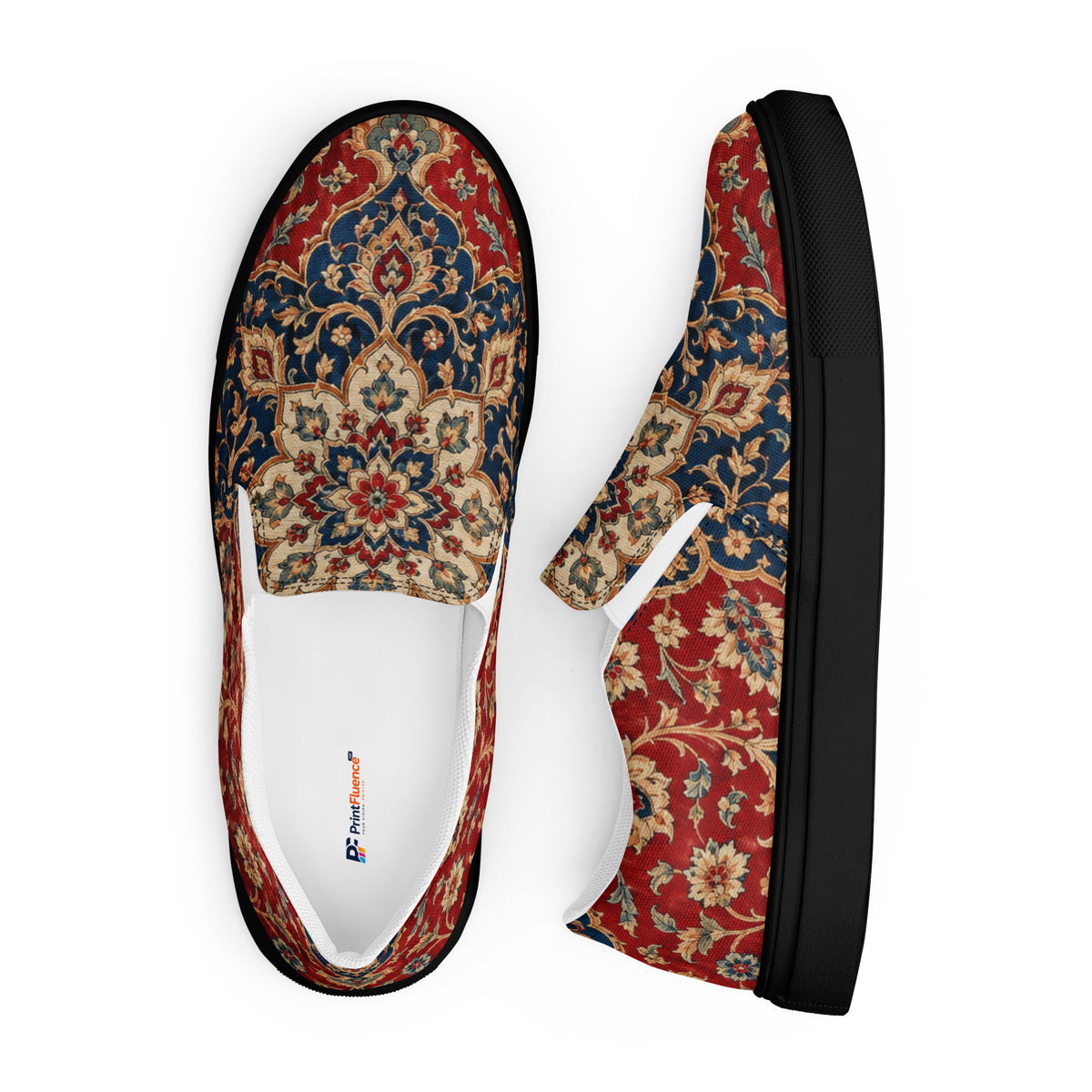 Heritage Bloom Lovers | Women’s Slip-On Canvas Shoes — Vintage Classic Persian Carpet Medallion Pattern by printfluence