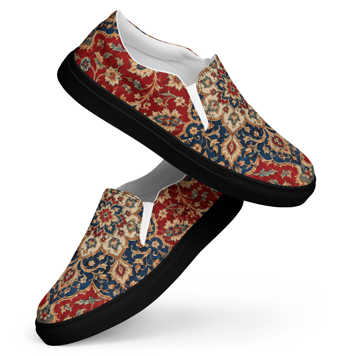Heritage Bloom Lovers | Women’s Slip-On Canvas Shoes — Vintage Classic Persian Carpet Medallion Pattern by printfluence