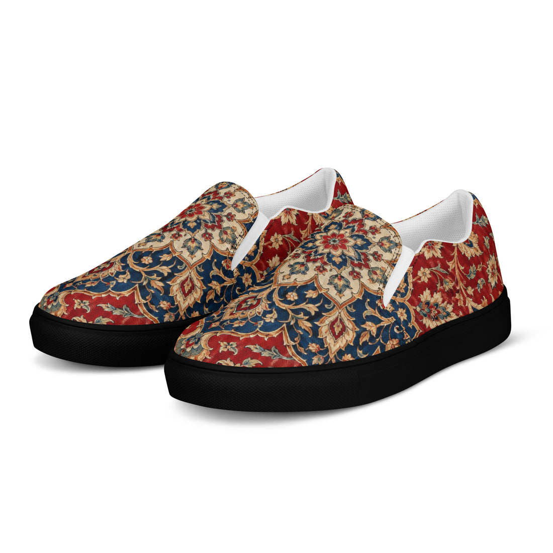 Heritage Bloom Lovers | Women’s Slip-On Canvas Shoes — Vintage Classic Persian Carpet Medallion Pattern by printfluence