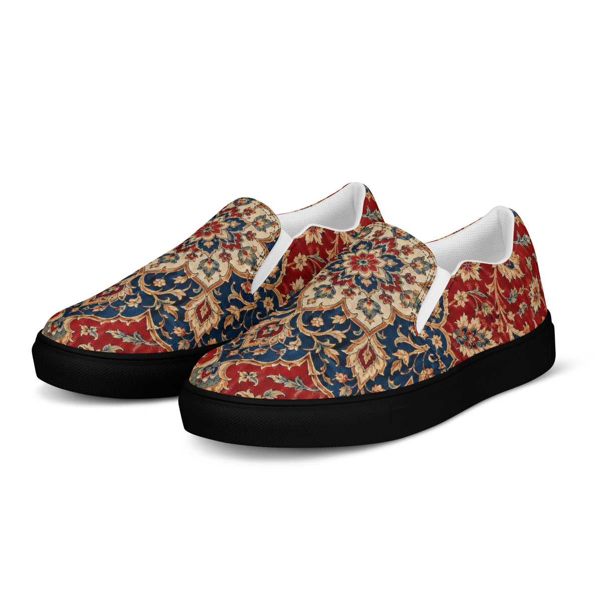 Heritage Bloom Lovers | Women’s Slip-On Canvas Shoes — Vintage Classic Persian Carpet Medallion Pattern by printfluence