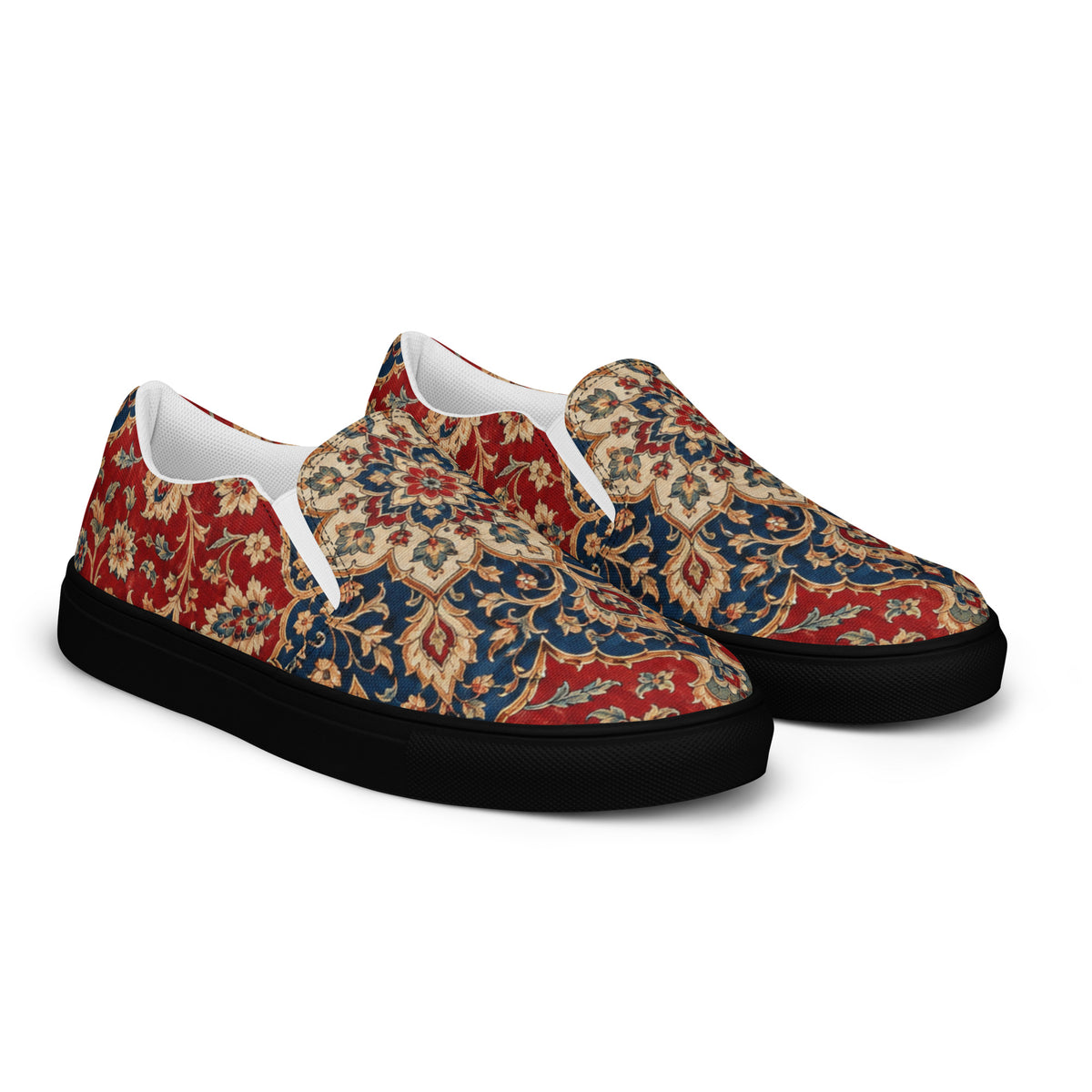 Heritage Bloom Lovers | Women’s Slip-On Canvas Shoes — Vintage Classic Persian Carpet Medallion Pattern by printfluence