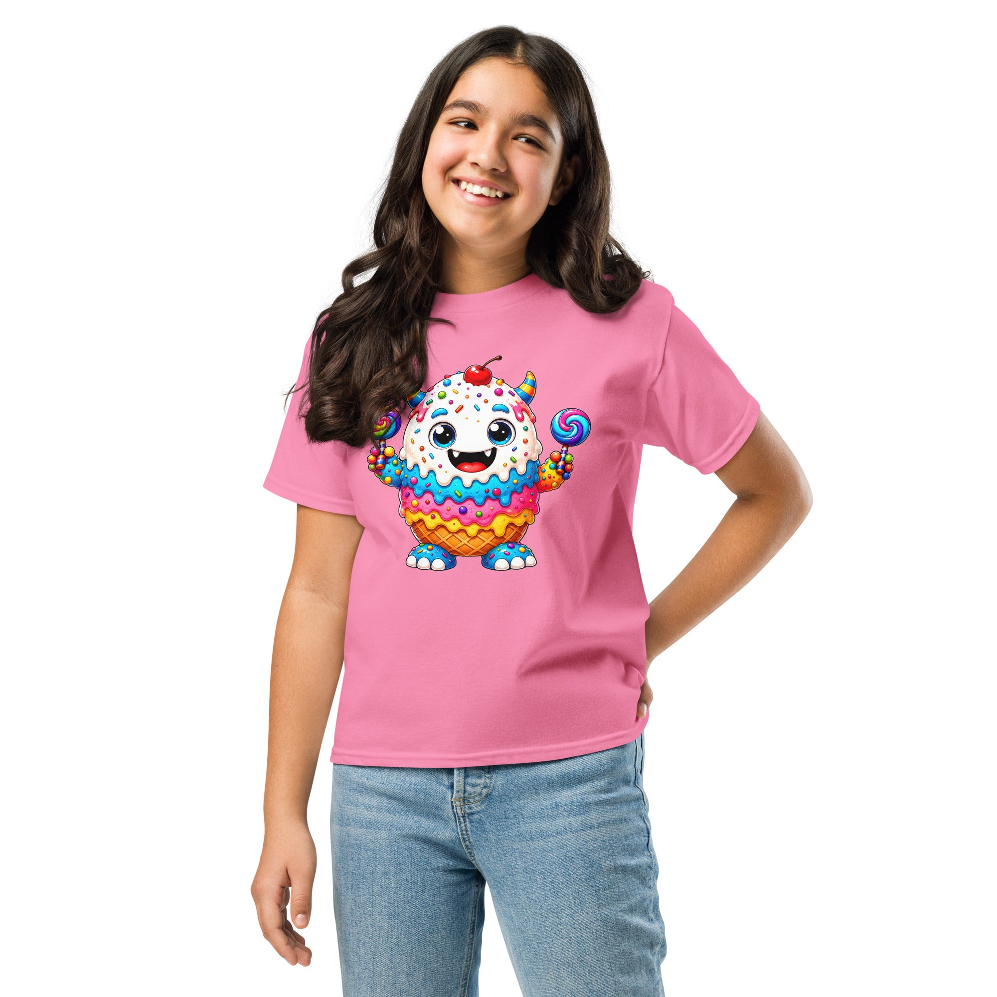 Youth classic tee - Cute Ice Cream Monster Youth Classic Tee – Colorful Sweet Candy Kids Graphic T-Shirt by printfluence.net