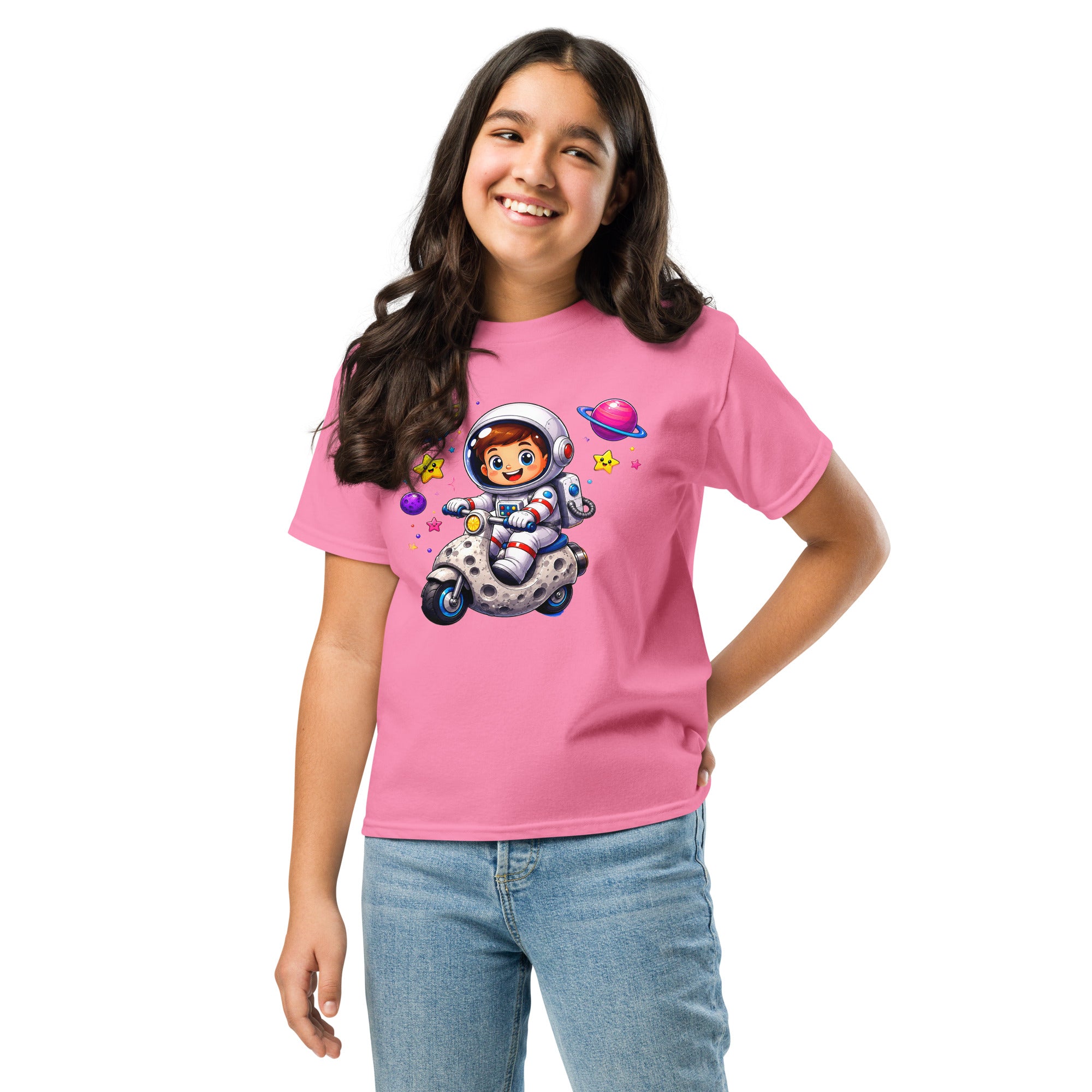 Youth classic tee - Cute Space Astronaut Scooter Youth Tee – Cosmic Galaxy Adventure Kids T-Shirt by printfluence.net