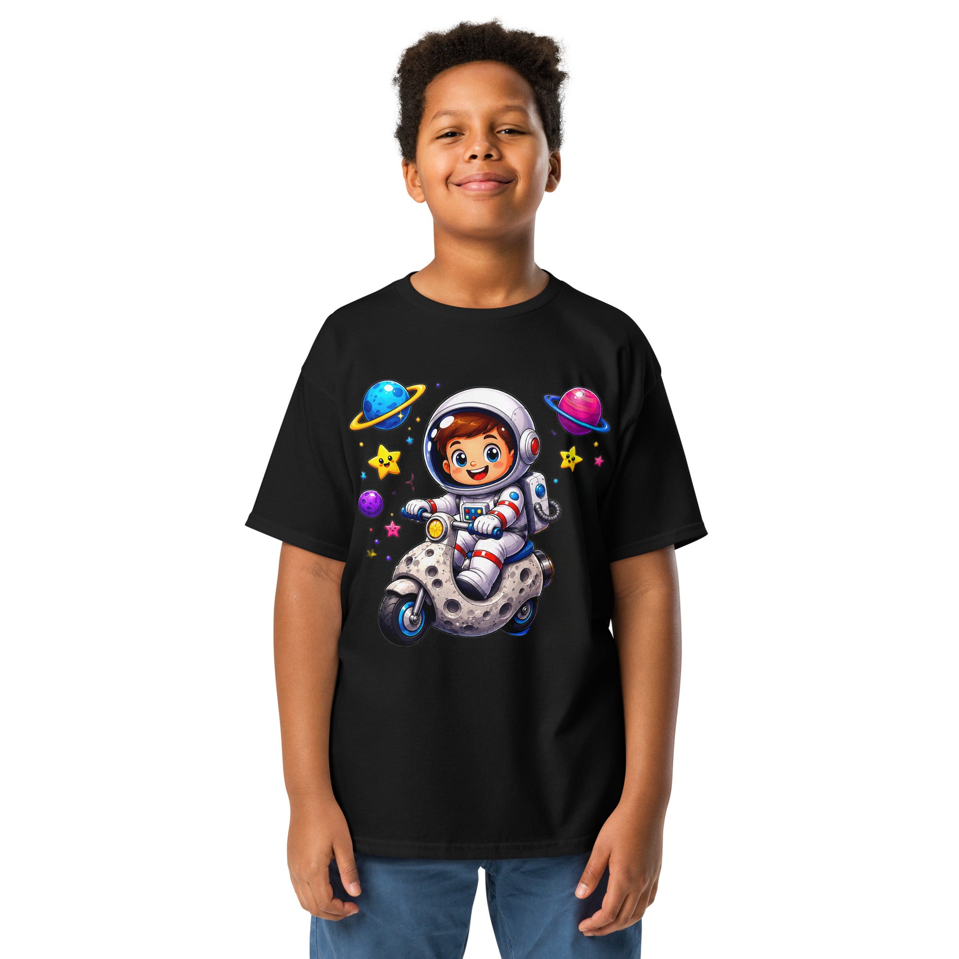 Youth classic tee - Cute Space Astronaut Scooter Youth Tee – Cosmic Galaxy Adventure Kids T-Shirt by printfluence.net