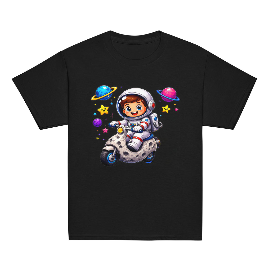 Youth classic tee - Cute Space Astronaut Scooter Youth Tee – Cosmic Galaxy Adventure Kids T-Shirt by printfluence.net