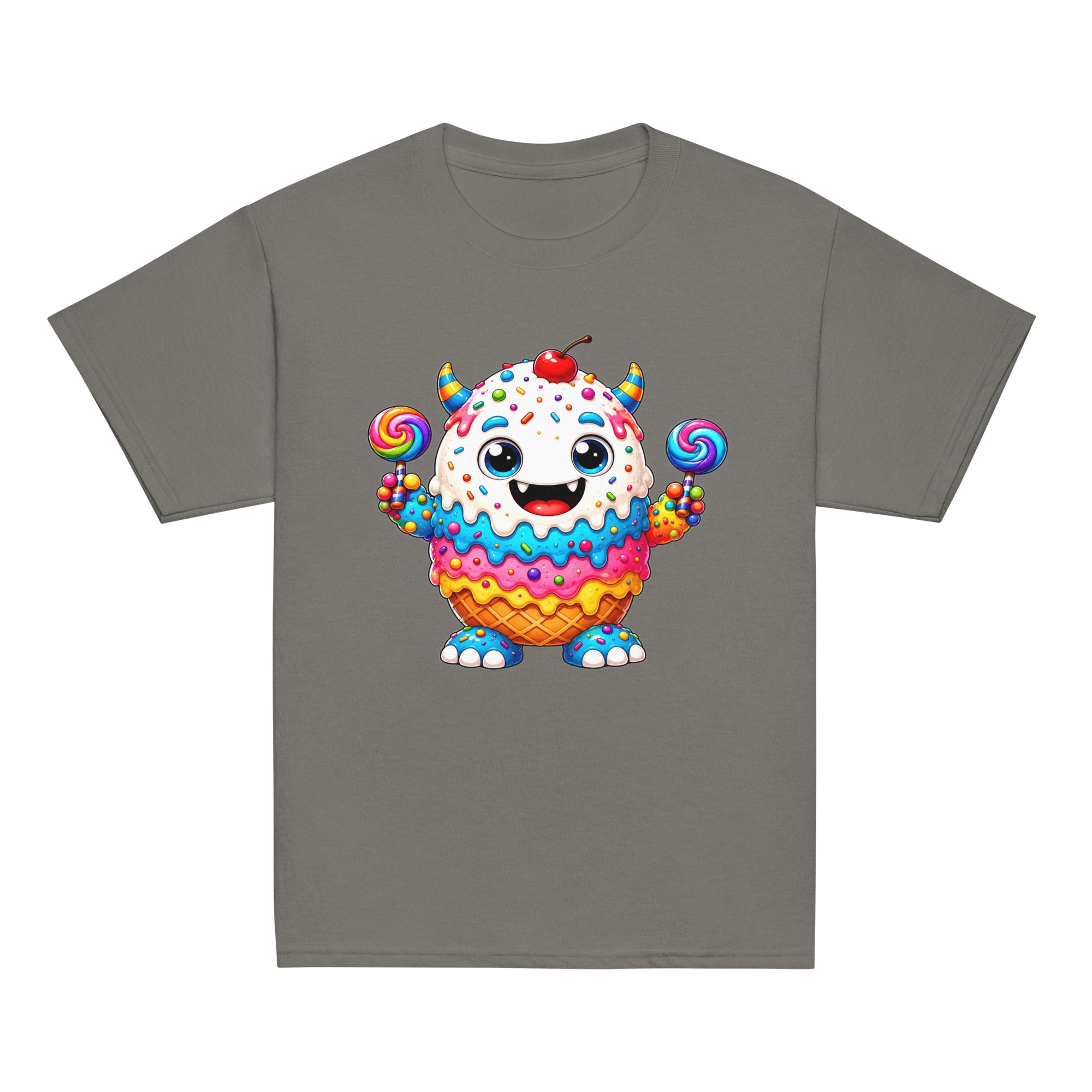 Youth classic tee - Cute Ice Cream Monster Youth Classic Tee – Colorful Sweet Candy Kids Graphic T-Shirt by printfluence.net
