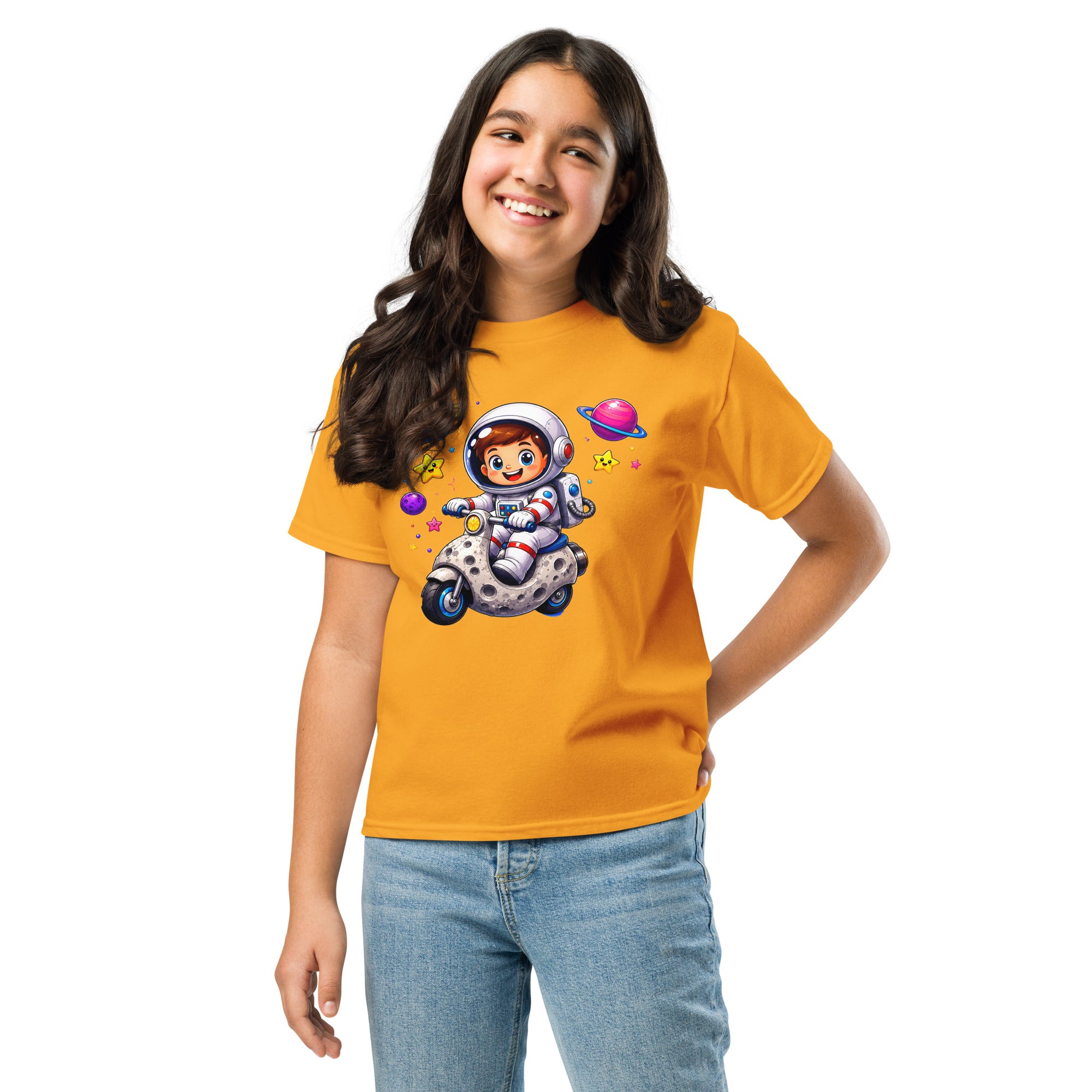 Youth classic tee - Cute Space Astronaut Scooter Youth Tee – Cosmic Galaxy Adventure Kids T-Shirt by printfluence.net