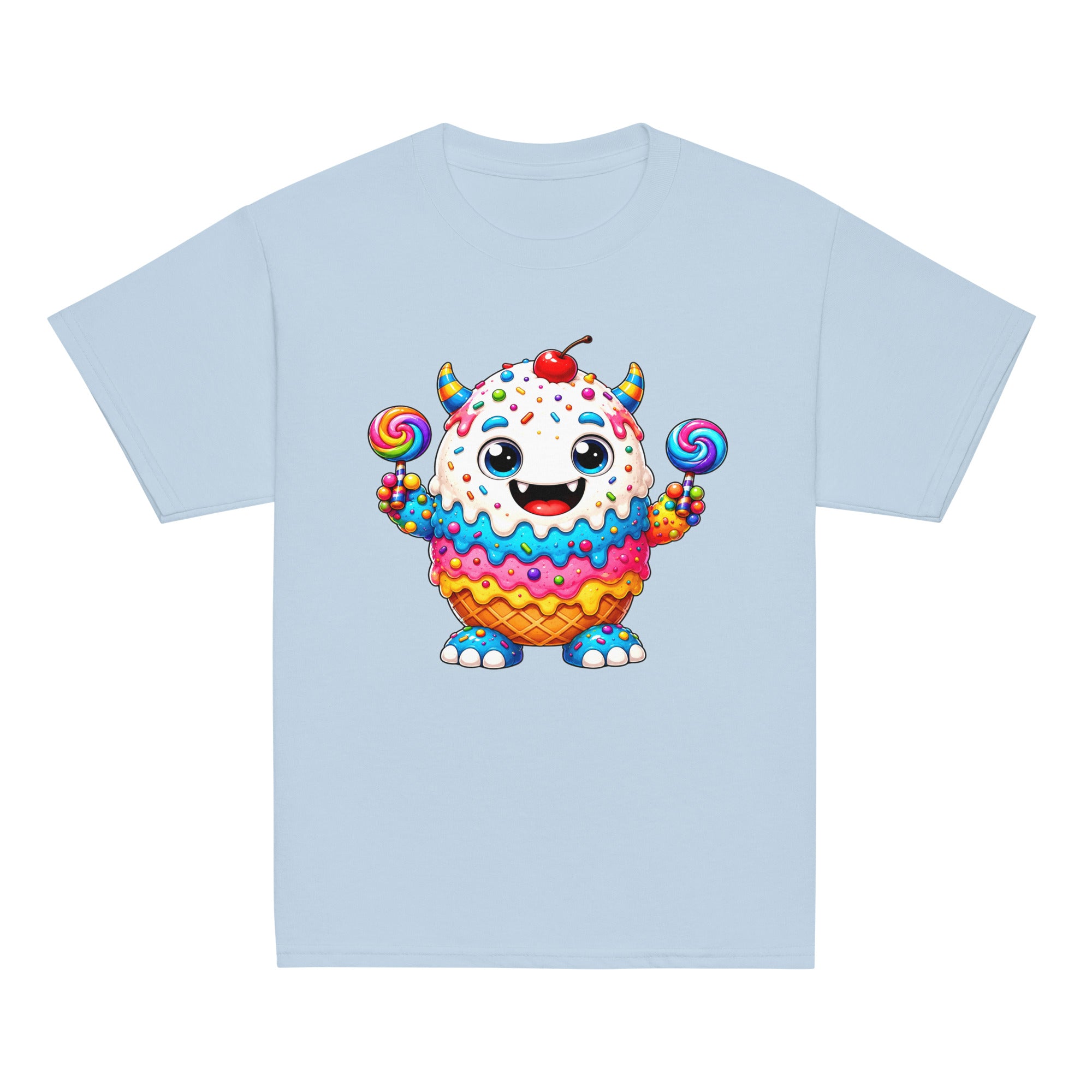 Youth classic tee - Cute Ice Cream Monster Youth Classic Tee – Colorful Sweet Candy Kids Graphic T-Shirt by printfluence.net