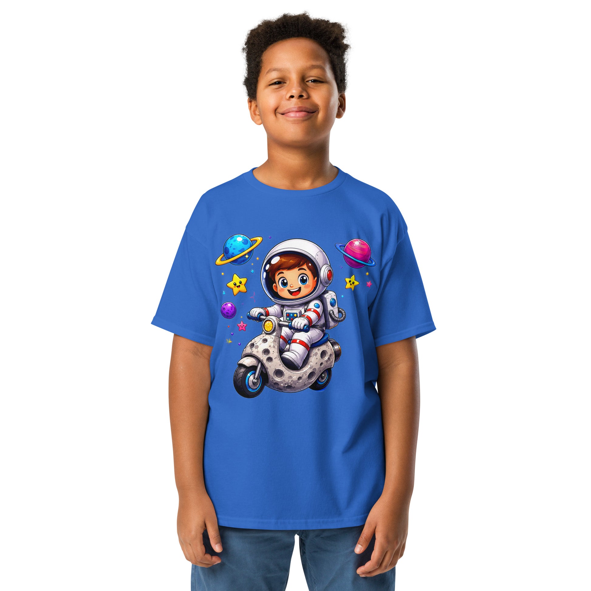 Youth classic tee - Cute Space Astronaut Scooter Youth Tee – Cosmic Galaxy Adventure Kids T-Shirt by printfluence.net