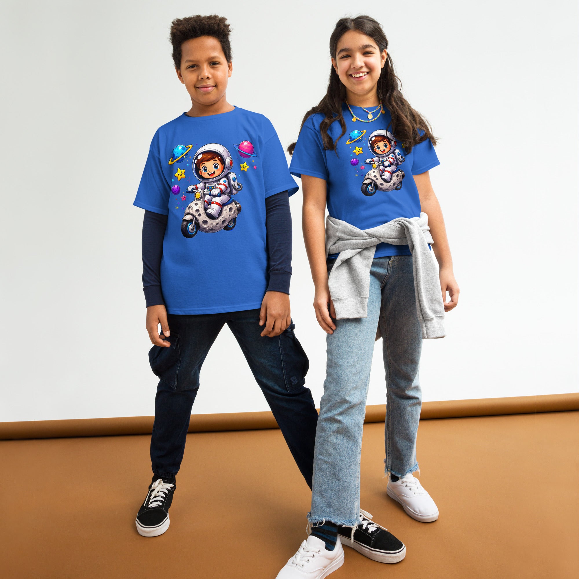Youth classic tee - Cute Space Astronaut Scooter Youth Tee – Cosmic Galaxy Adventure Kids T-Shirt by printfluence.net