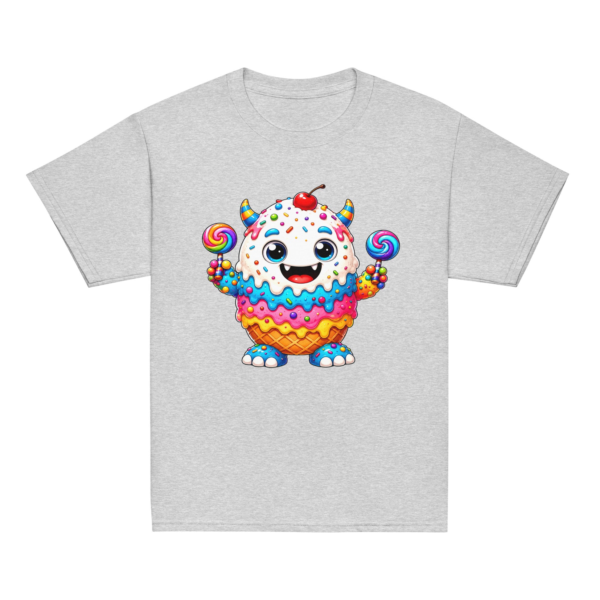 Youth classic tee - Cute Ice Cream Monster Youth Classic Tee – Colorful Sweet Candy Kids Graphic T-Shirt by printfluence.net
