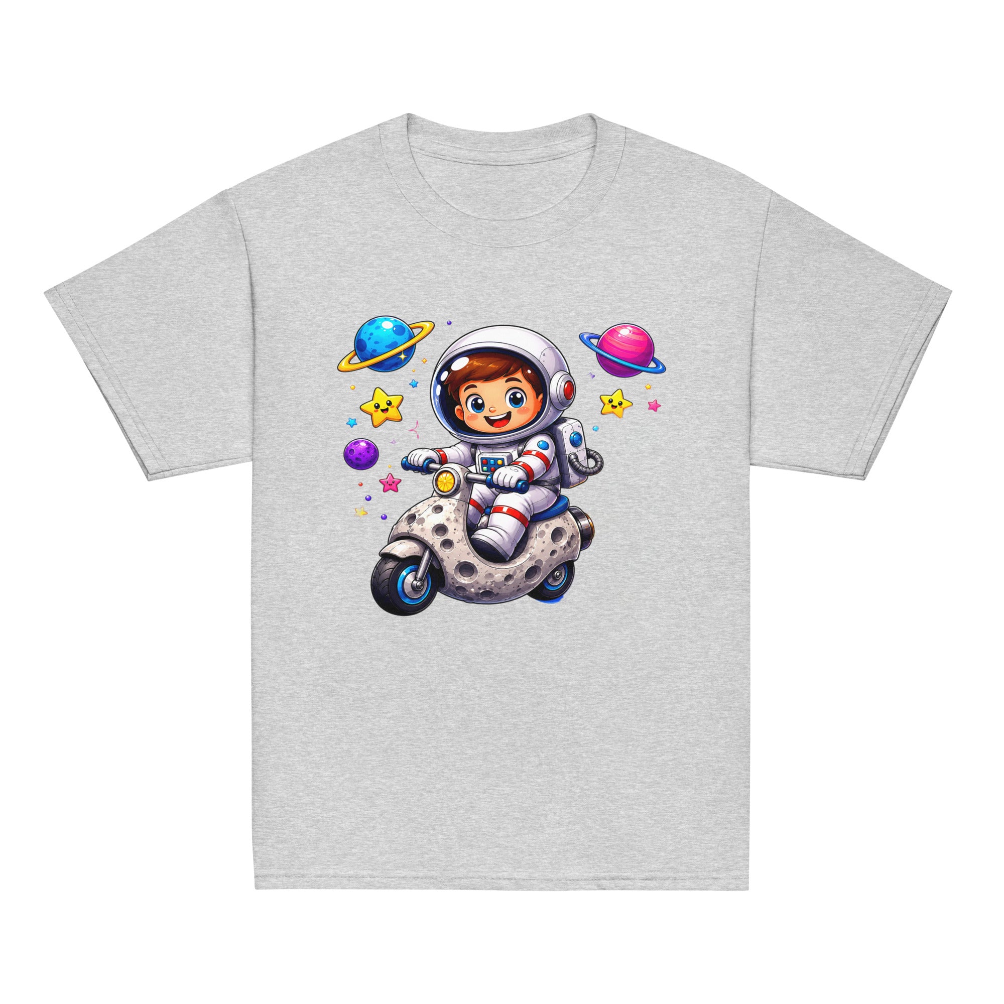 Youth classic tee - Cute Space Astronaut Scooter Youth Tee – Cosmic Galaxy Adventure Kids T-Shirt by printfluence.net