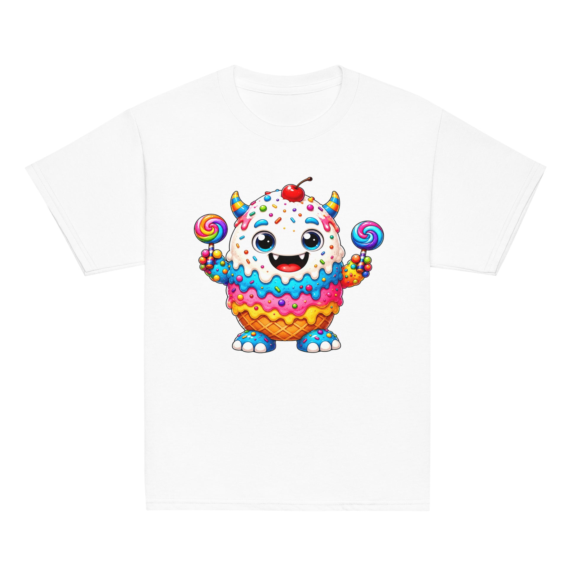 Youth classic tee - Cute Ice Cream Monster Youth Classic Tee – Colorful Sweet Candy Kids Graphic T-Shirt by printfluence.net
