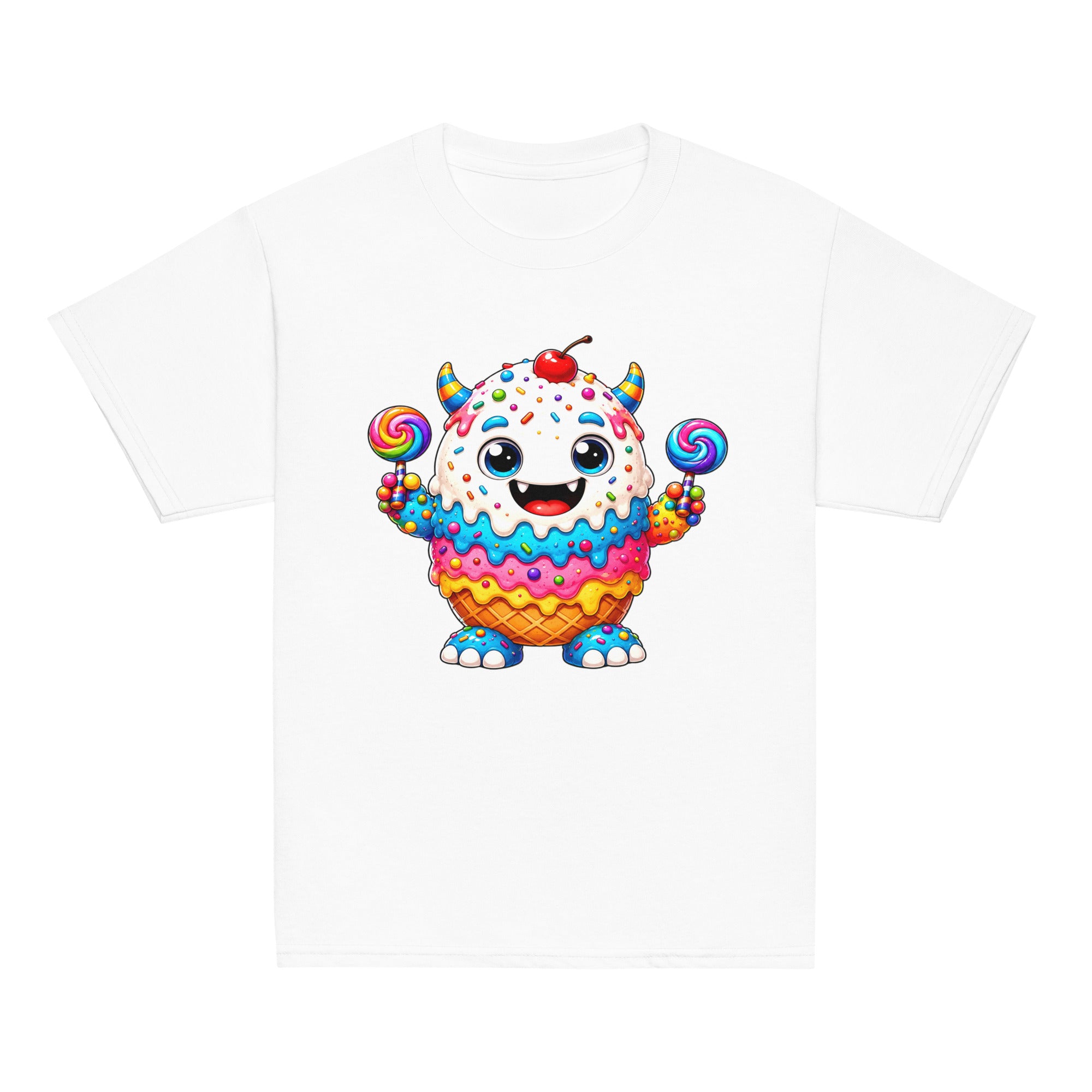 Youth classic tee - Cute Ice Cream Monster Youth Classic Tee – Colorful Sweet Candy Kids Graphic T-Shirt by printfluence.net