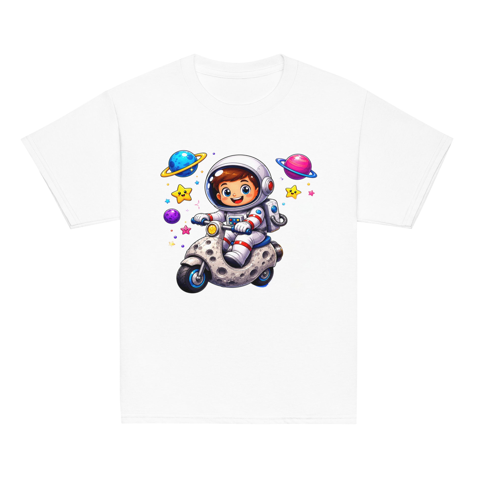 Youth classic tee - Cute Space Astronaut Scooter Youth Tee – Cosmic Galaxy Adventure Kids T-Shirt by printfluence.net