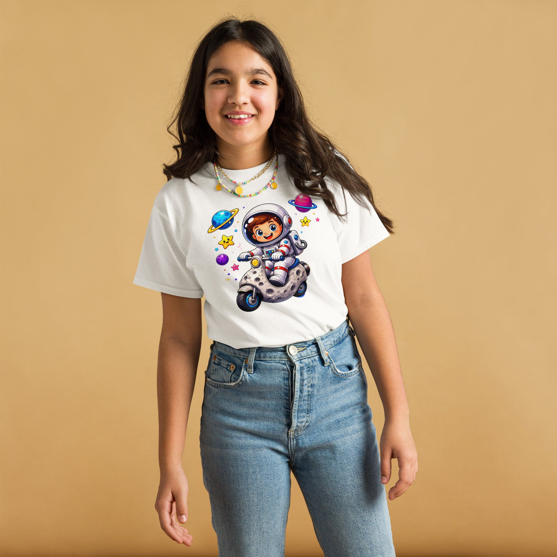 Youth classic tee - Cute Space Astronaut Scooter Youth Tee – Cosmic Galaxy Adventure Kids T-Shirt by printfluence.net