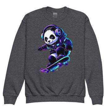 Youth crewneck sweatshirt - Shredding Panda Youth Crewneck Sweatshirt – Epic Skateboard Panda Graphic by printfluence.net