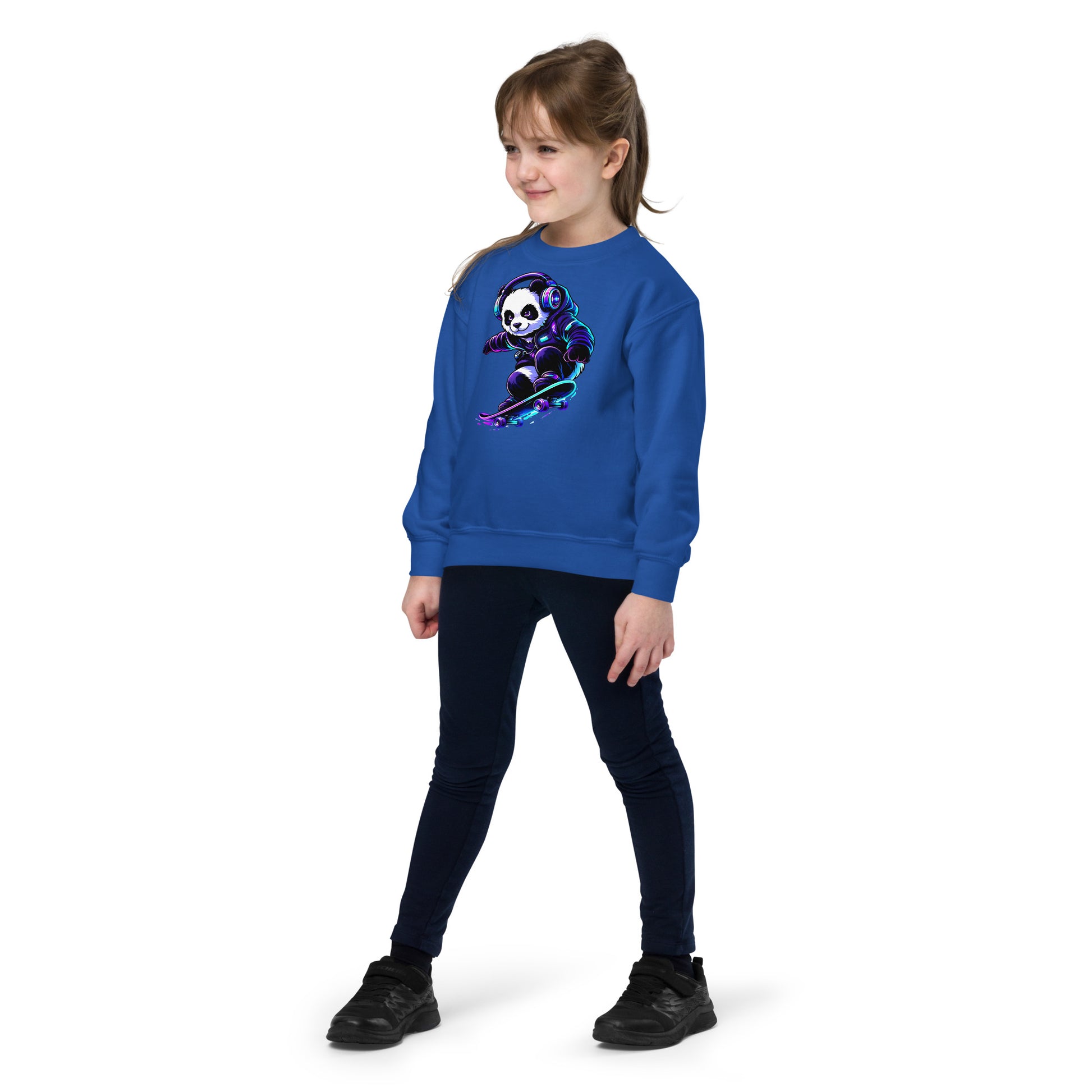 Youth crewneck sweatshirt - Shredding Panda Youth Crewneck Sweatshirt – Epic Skateboard Panda Graphic by printfluence.net